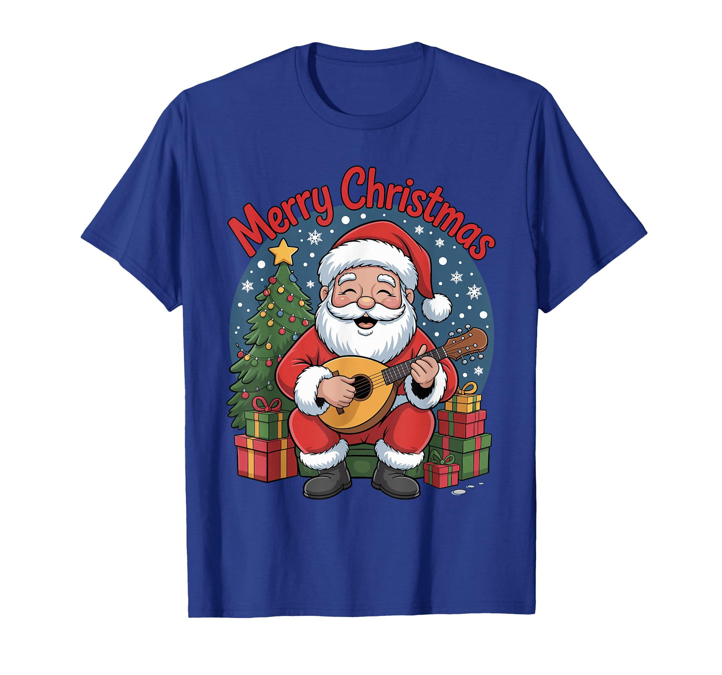 Funny Santa Playing Mandolin Holiday Chrismas Xmas Pajama T-Shirt
