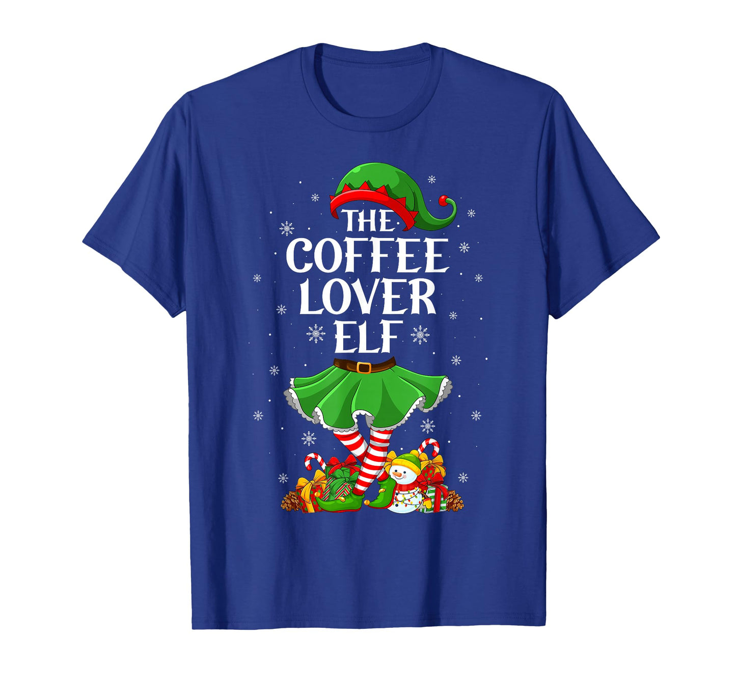 Coffee Lover Elf Christmas Family Elf Squad Xmas Girls Women T-Shirt