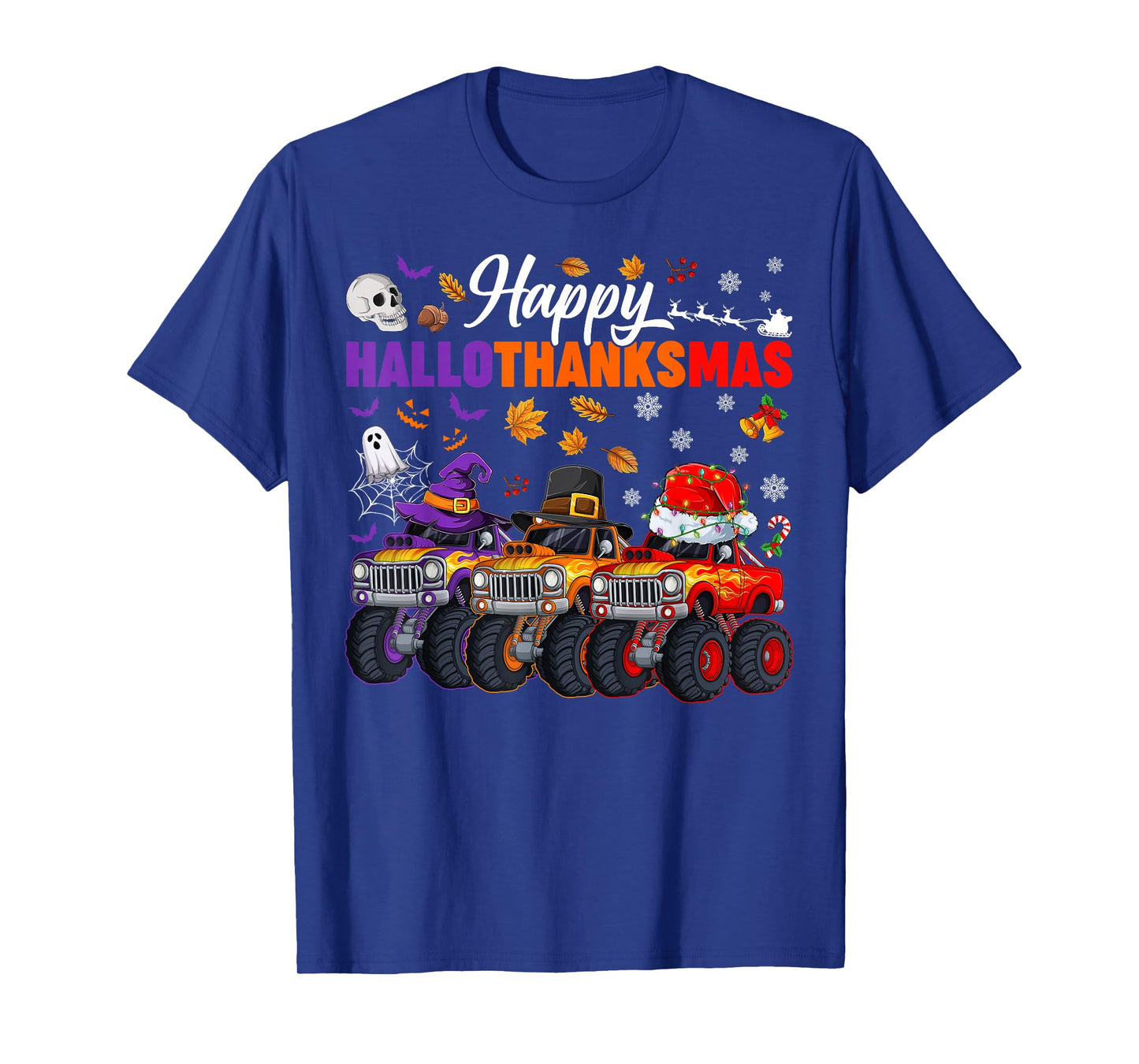 Happy Hallothanksmas Monster Truck Halloween Thanksgiving T-Shirt