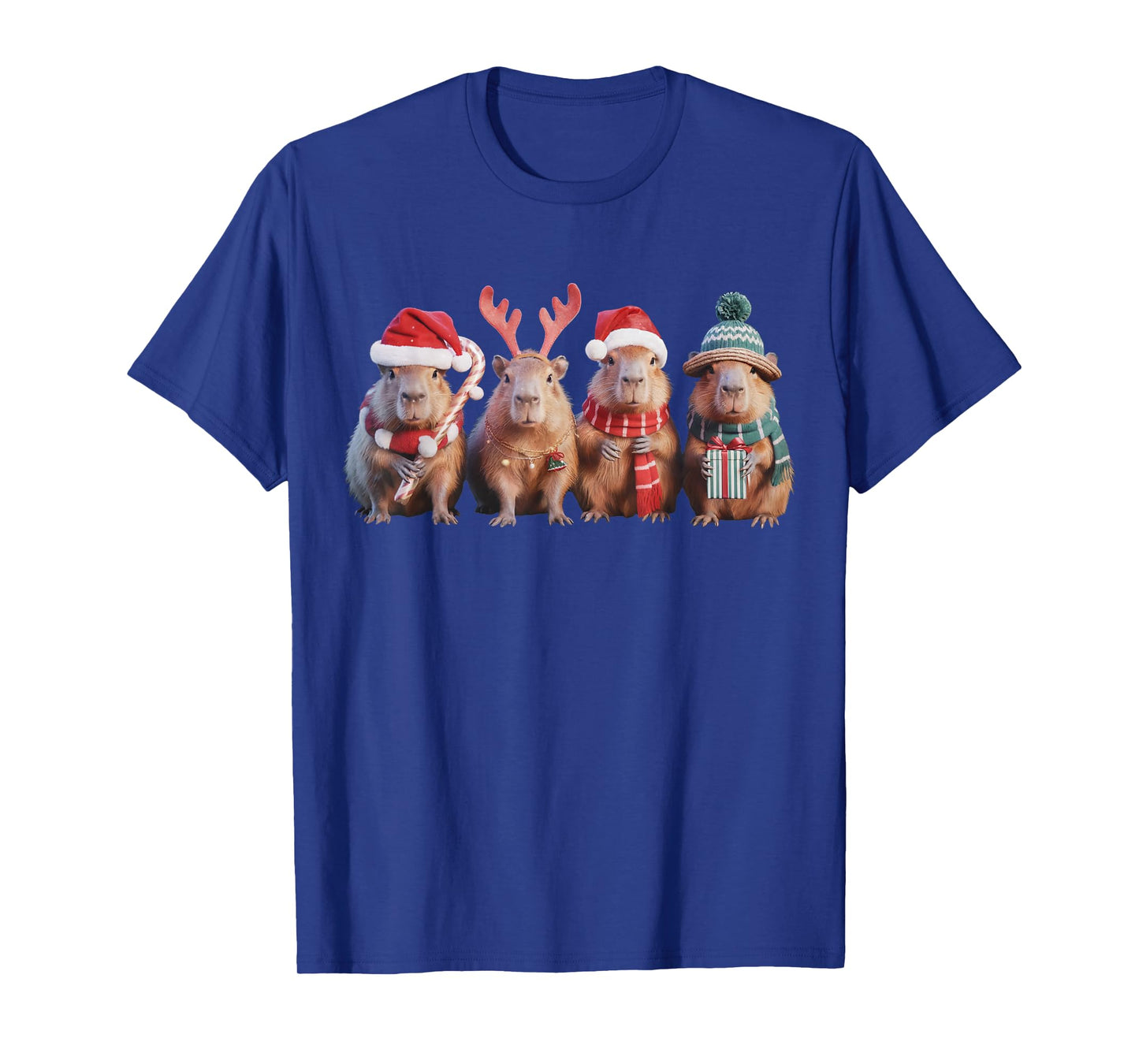 Santa Capybara Christmas Lights Funny Capybara Xmas Men Kids T-Shirt