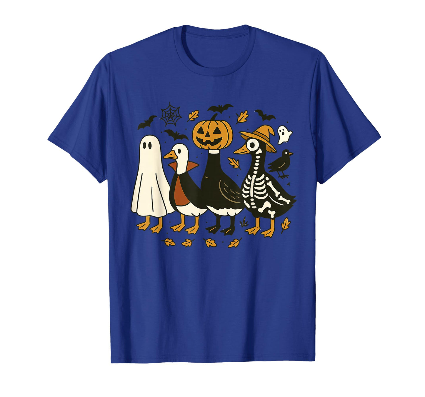 Spooky Goose Halloween Pumpkin Ghost Witch Skeleton T-Shirt