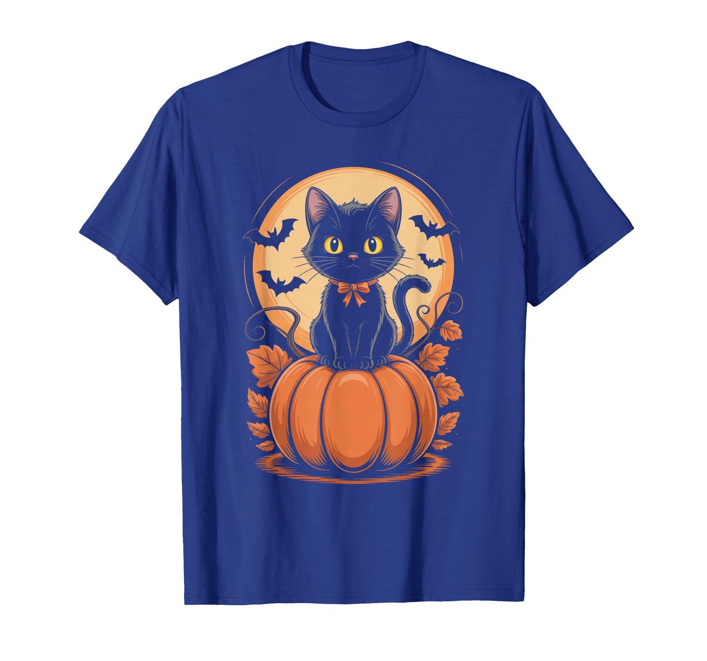 Retro Black Cat Pumpkin Halloween Costume Fall Autumn Gifts T-Shirt