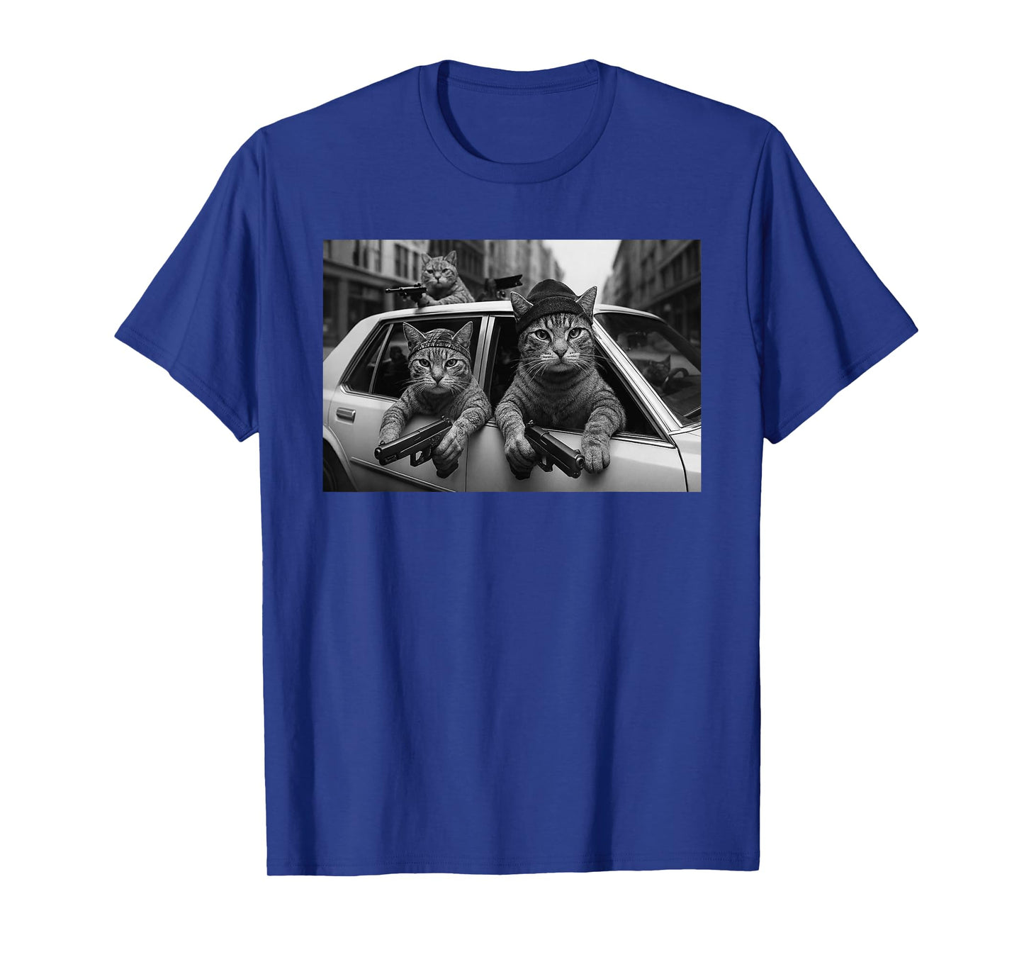 Funny Cat Gang Vintage Cats with Guns Meme Streetwear T-Shirt