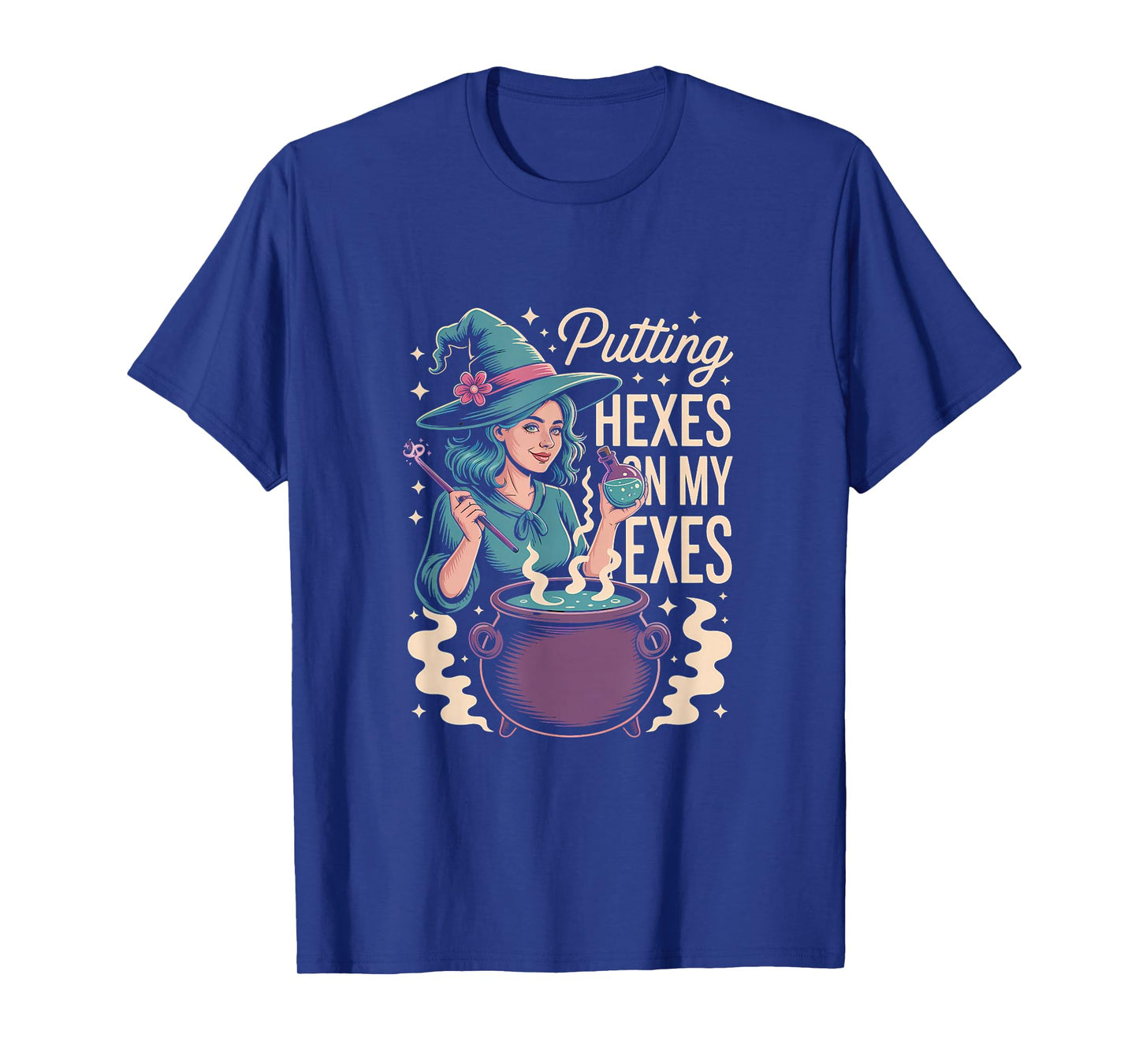Funny Witch Hexes On My Exes Spooky Halloween T-Shirt