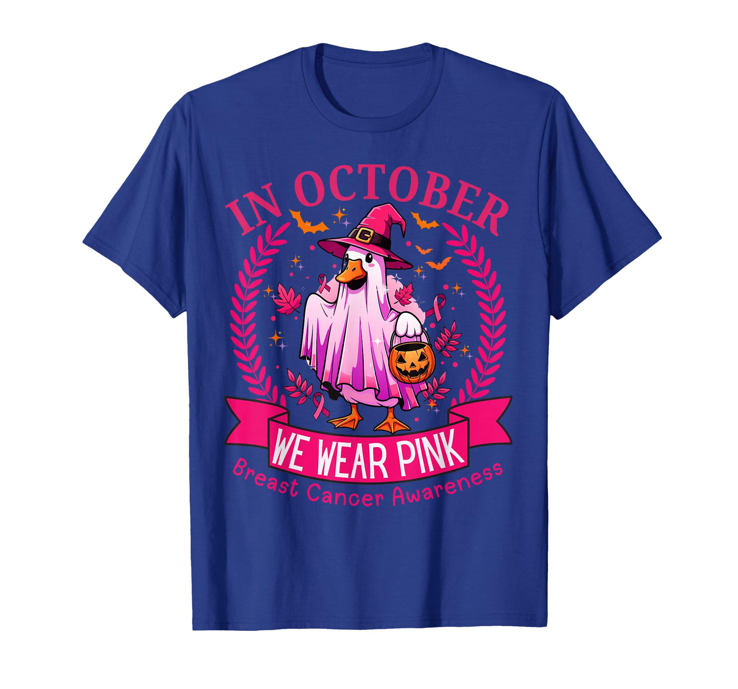 Breast Cancer Women Halloween in October We Wear Pink T-Shirt
