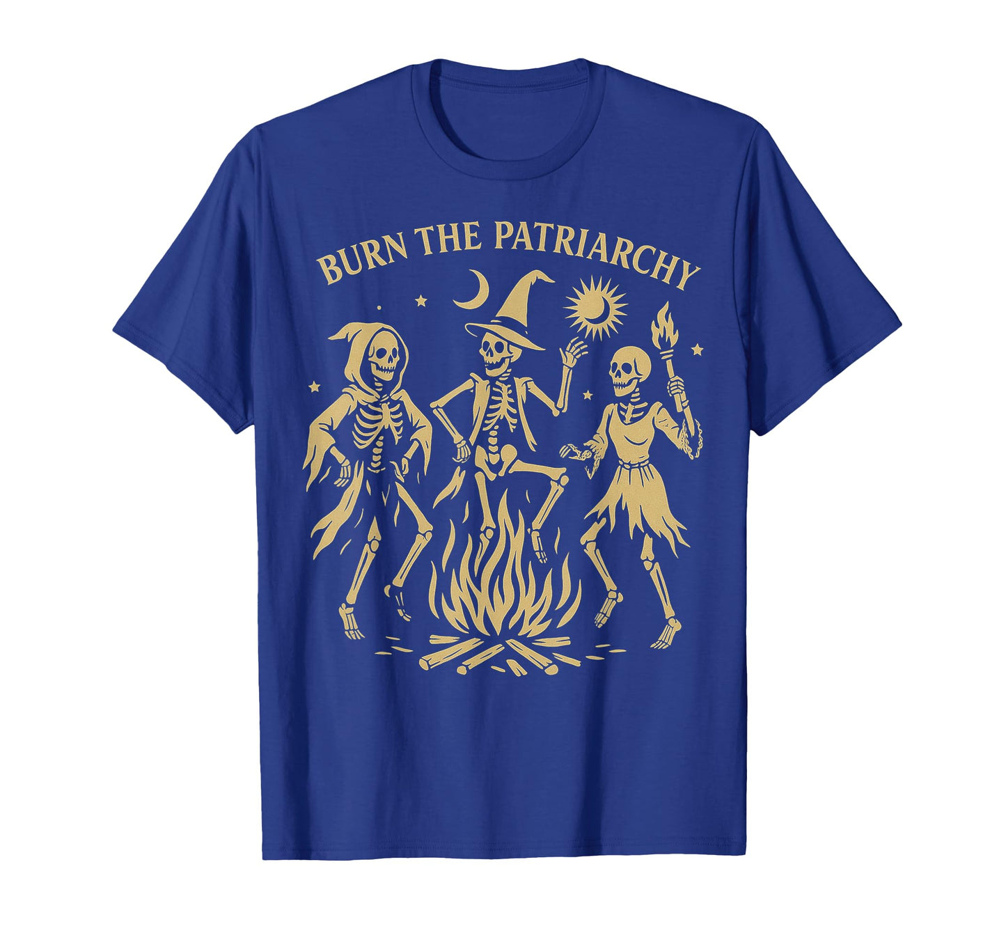 Burn The Patriarchy Funny Feminist Halloween Skeleton Witch T-Shirt