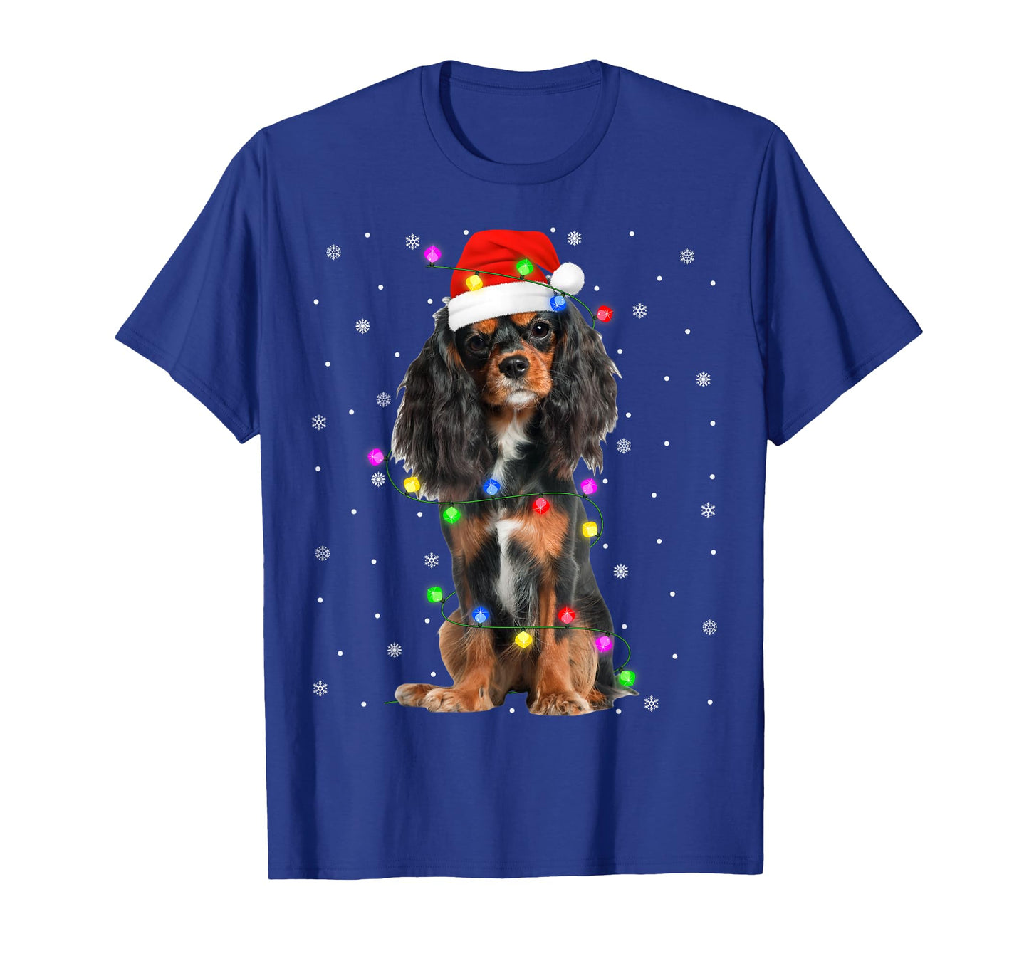Cavalier King Charles Spaniel Dog Christmas Lights Xmas T-Shirt