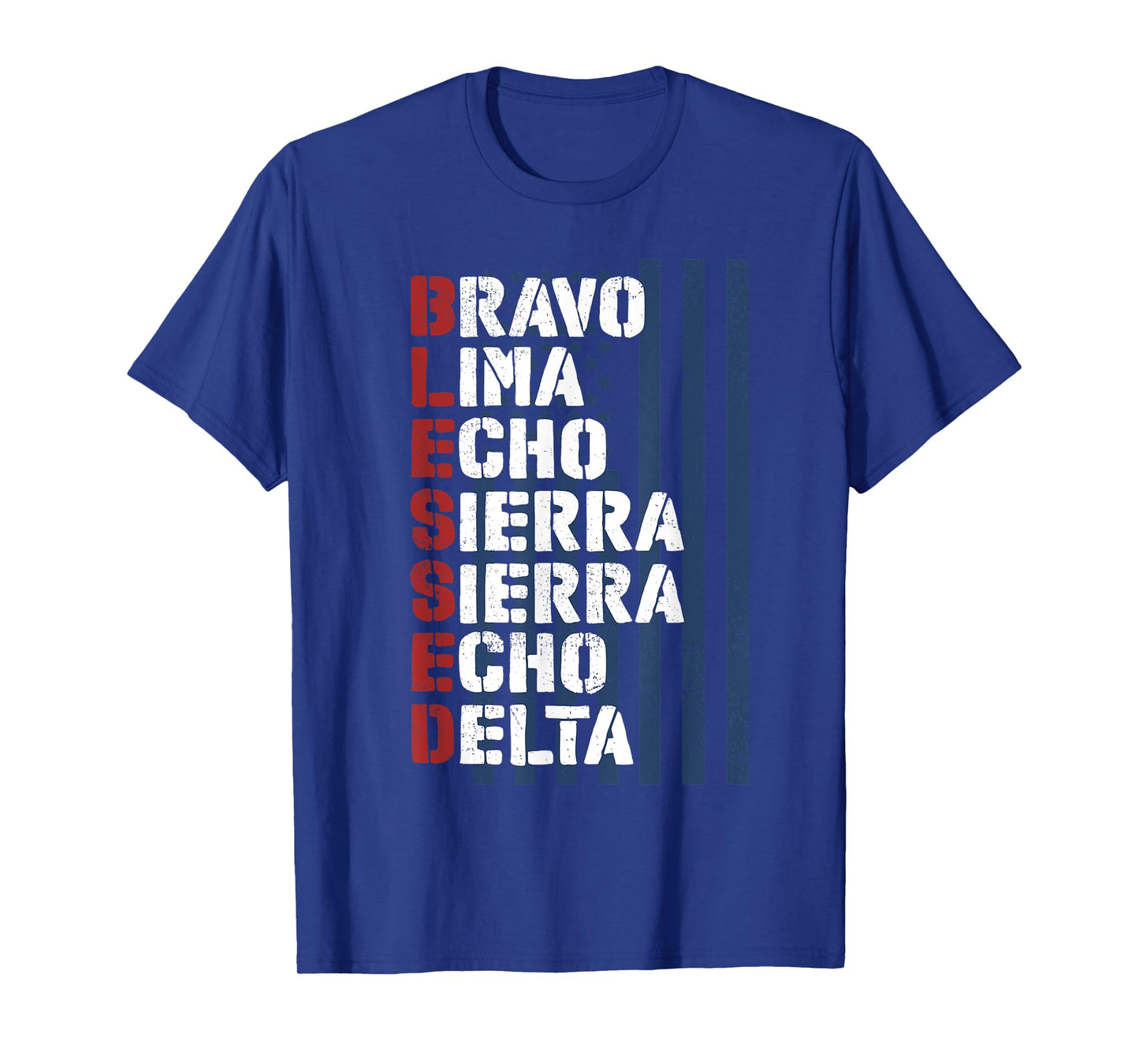 Blessed Military Alphabet Letters for Patriotic Christian T-Shirt