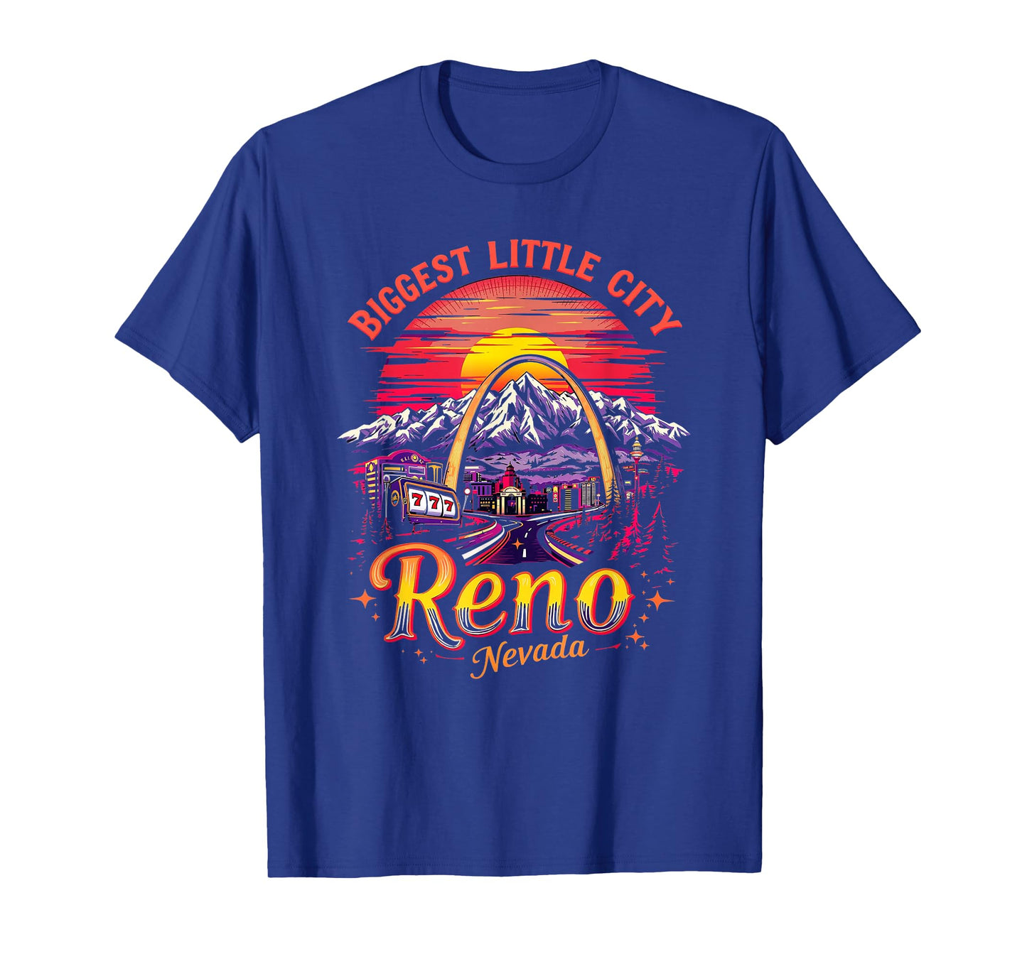 Vintage Reno Nevada Sunset Skyline Cityscape T-Shirt