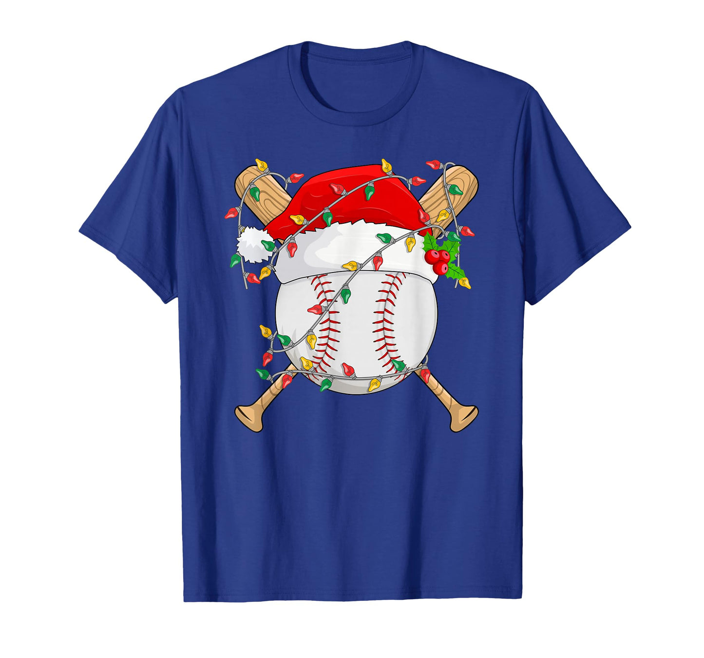Baseball Christmas Lights Funny Baseball Player Santa Xmas T-Shirt
