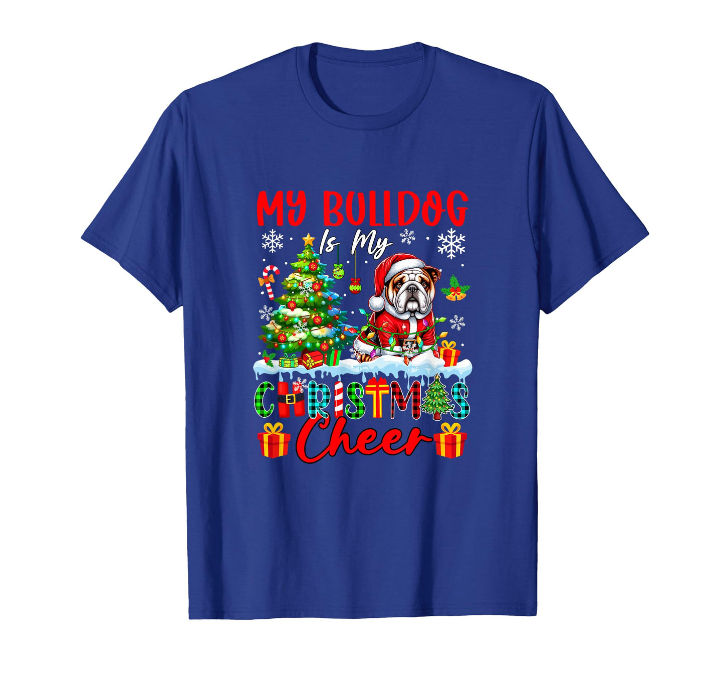 My Bulldog is My Xmas Cheer Funny Santa Dog Owner Kids T-Shirt