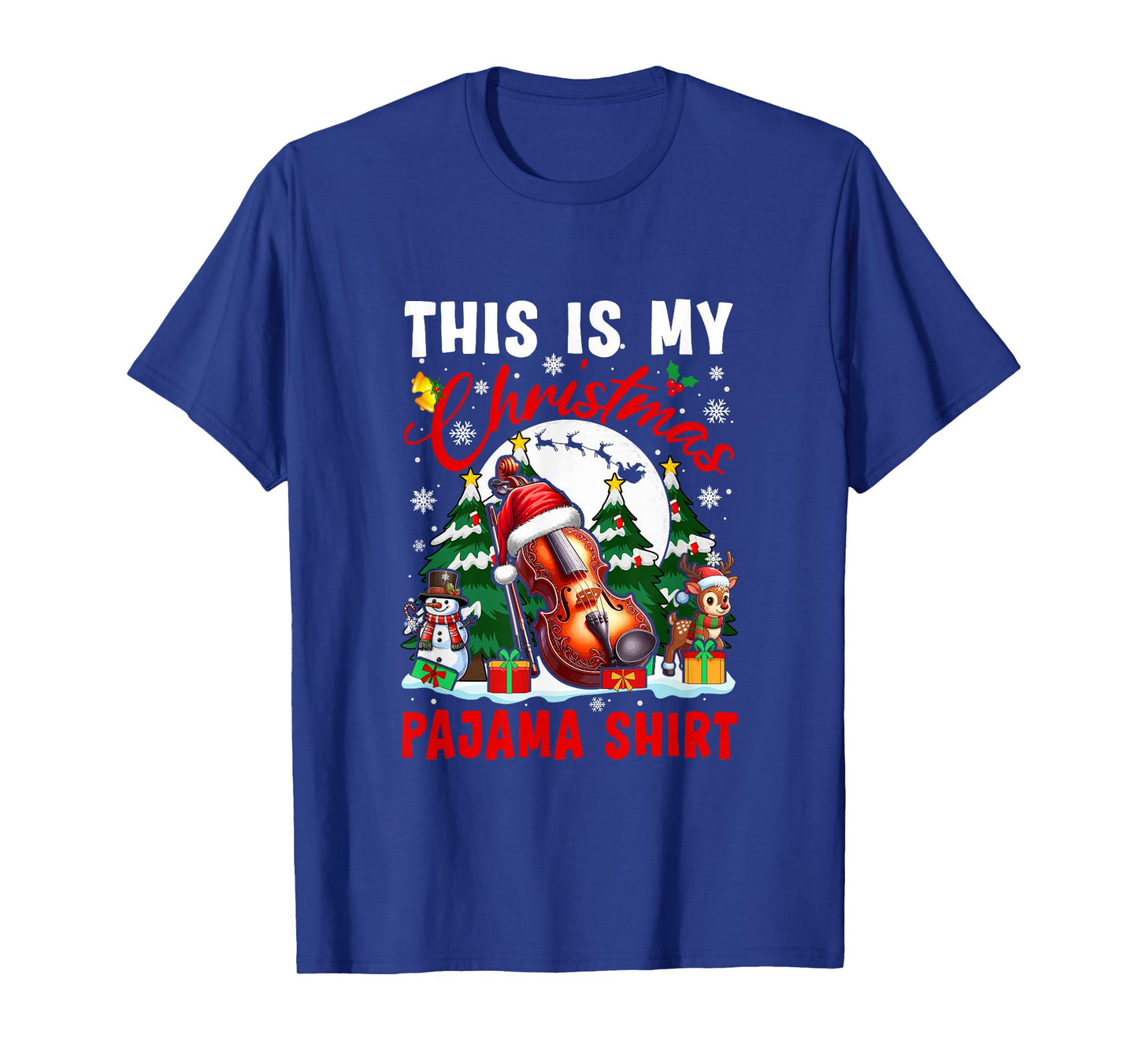 My Christmas Pajama Shirt Santa Violin Snowman Instrument T-Shirt
