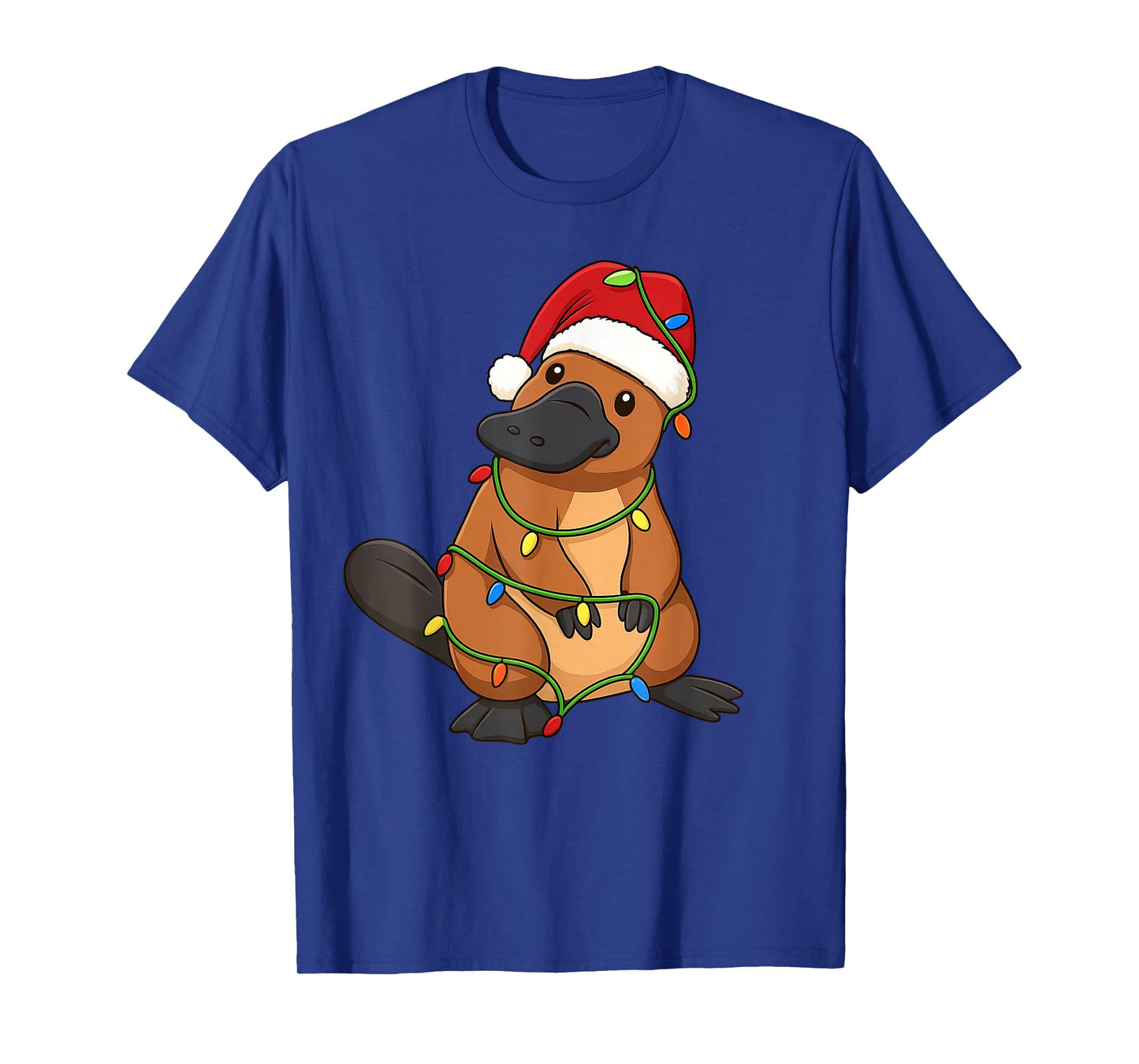 Platypus Christmas Tree Lights Holiday Animal Lover T-Shirt