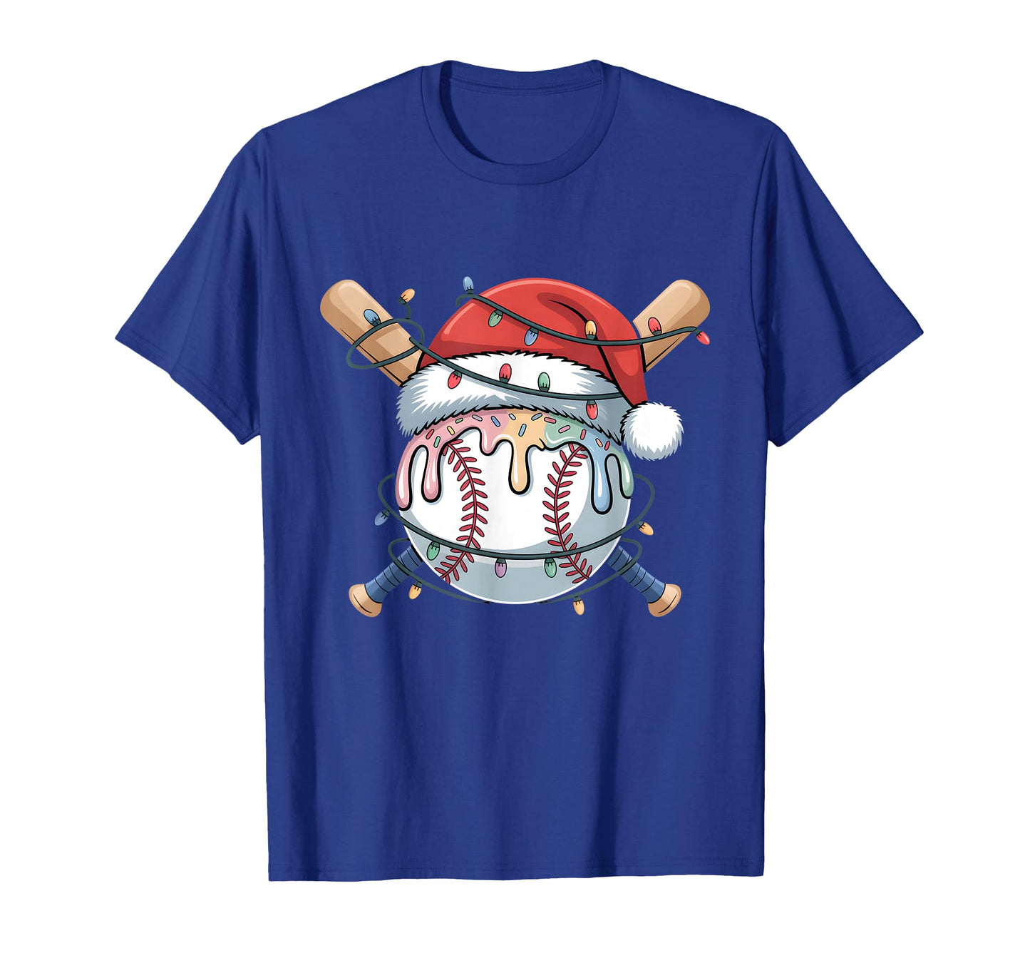 Ice Cream Drip Christmas Baseball Player Xmas Men Boys Kids T-Shirt