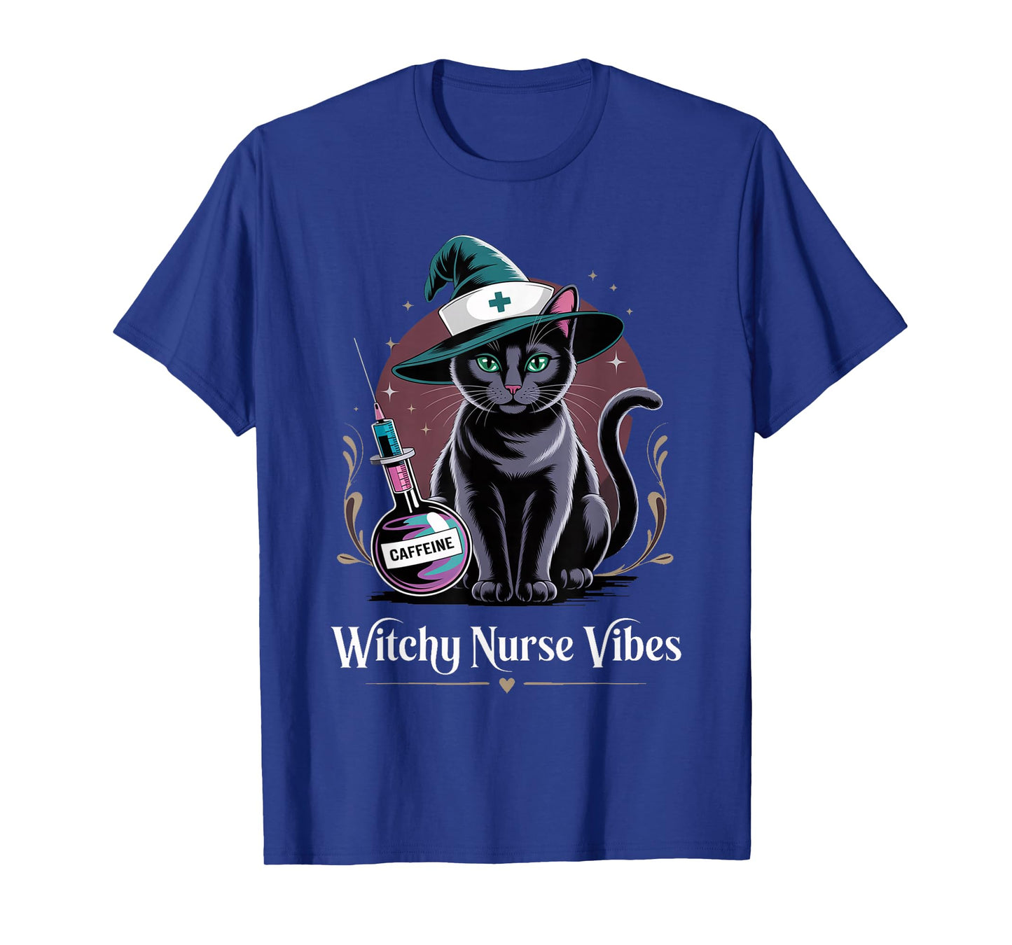 Witchy Nurse Vibes Black Cat Halloween | Magical Cat Mom T-Shirt