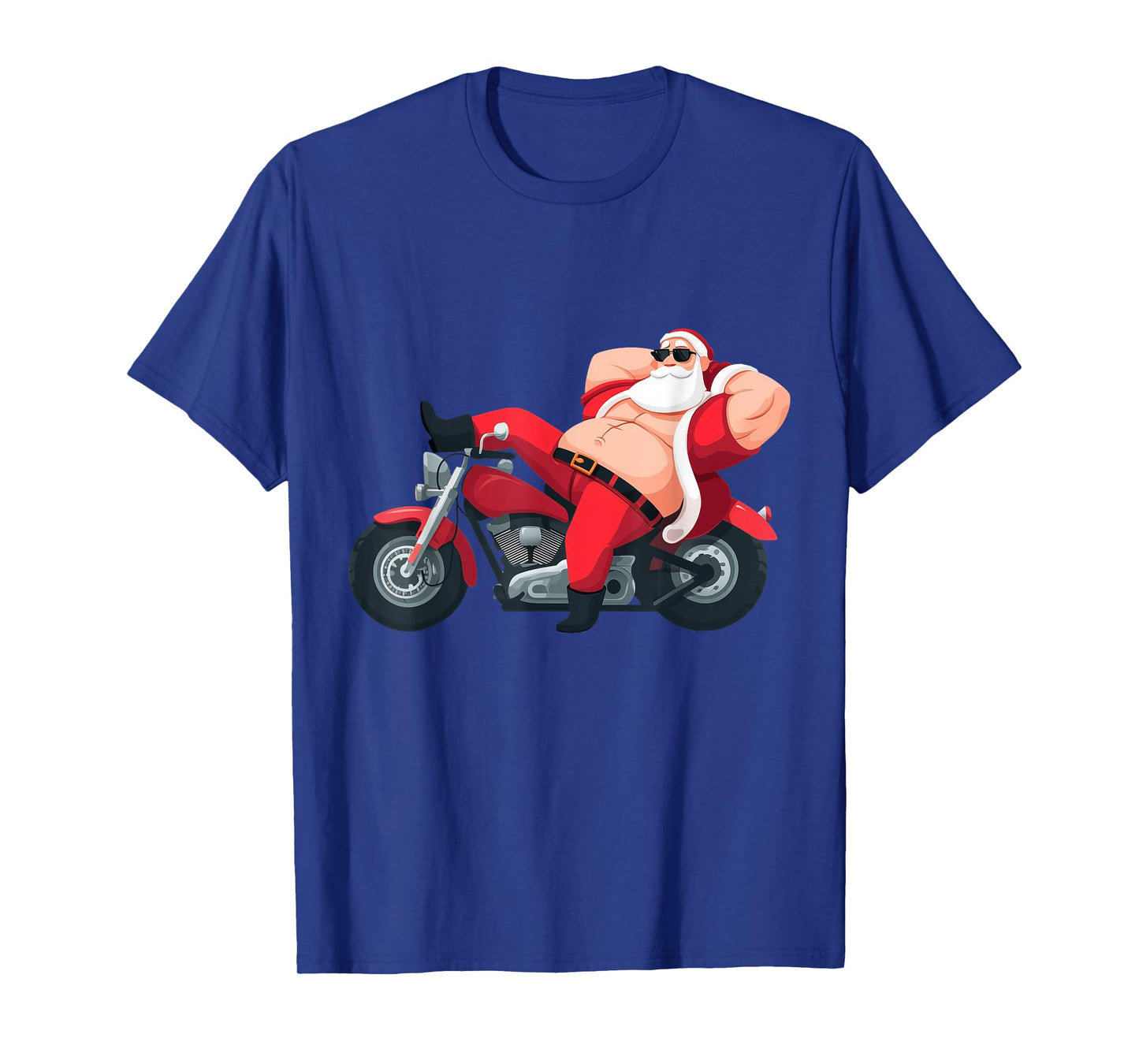 Funny Naughty Santa with Motorcycle Costume T-Shirt