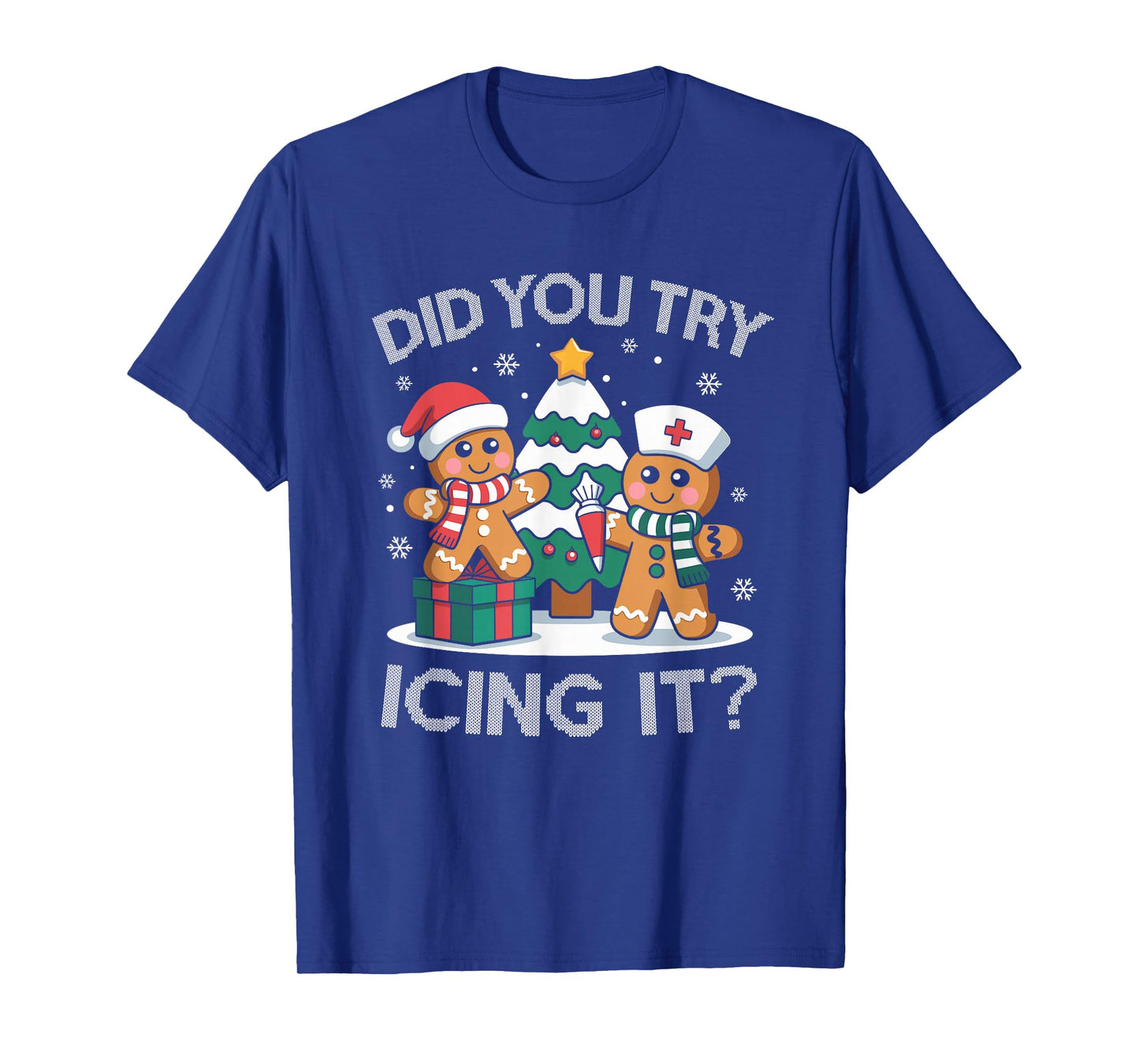 Did You Try Icing It Retro Christmas Gingerbread Nurse Squad T-Shirt