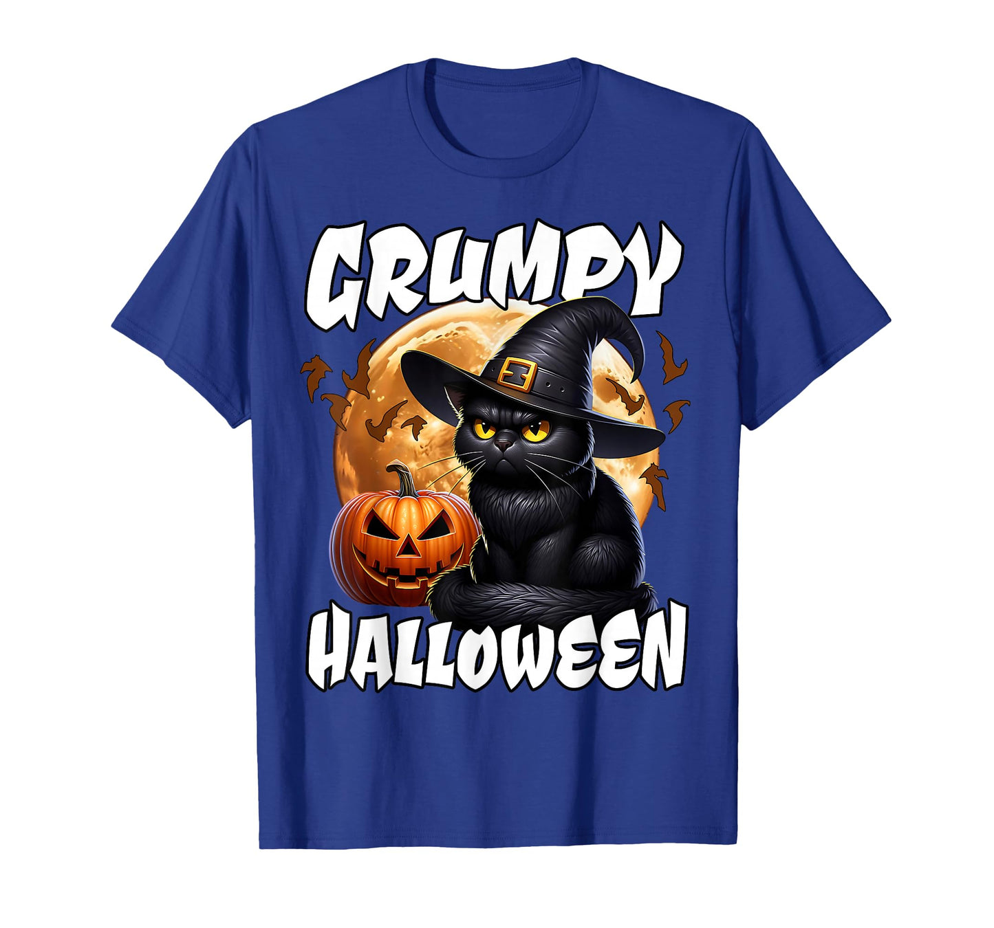 Black Cat Witch Halloween Grumpy Black Cat Halloween T-Shirt