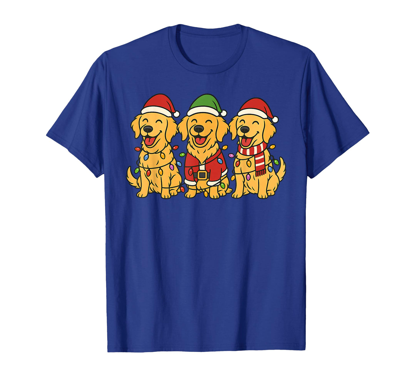 Cute Golden Retriever Dog Christmas Lights Santa Holiday Fun T-Shirt