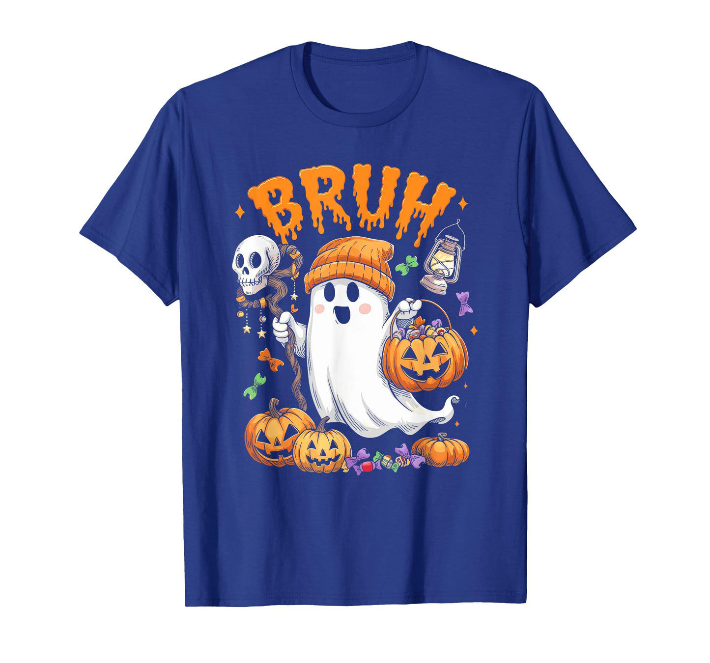 Bruh Ghost Halloween Cute Ghost Trick Or Treat Candy Kids T-Shirt