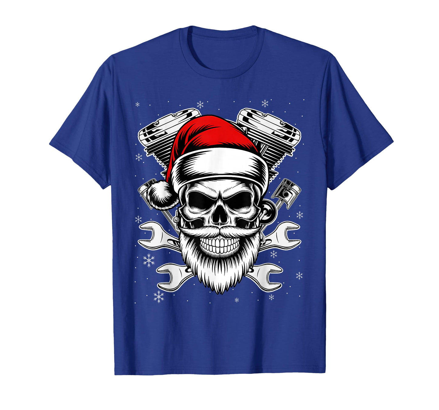 Christmas Biker Motorcycle Holiday Santa Skull Distressed T-Shirt