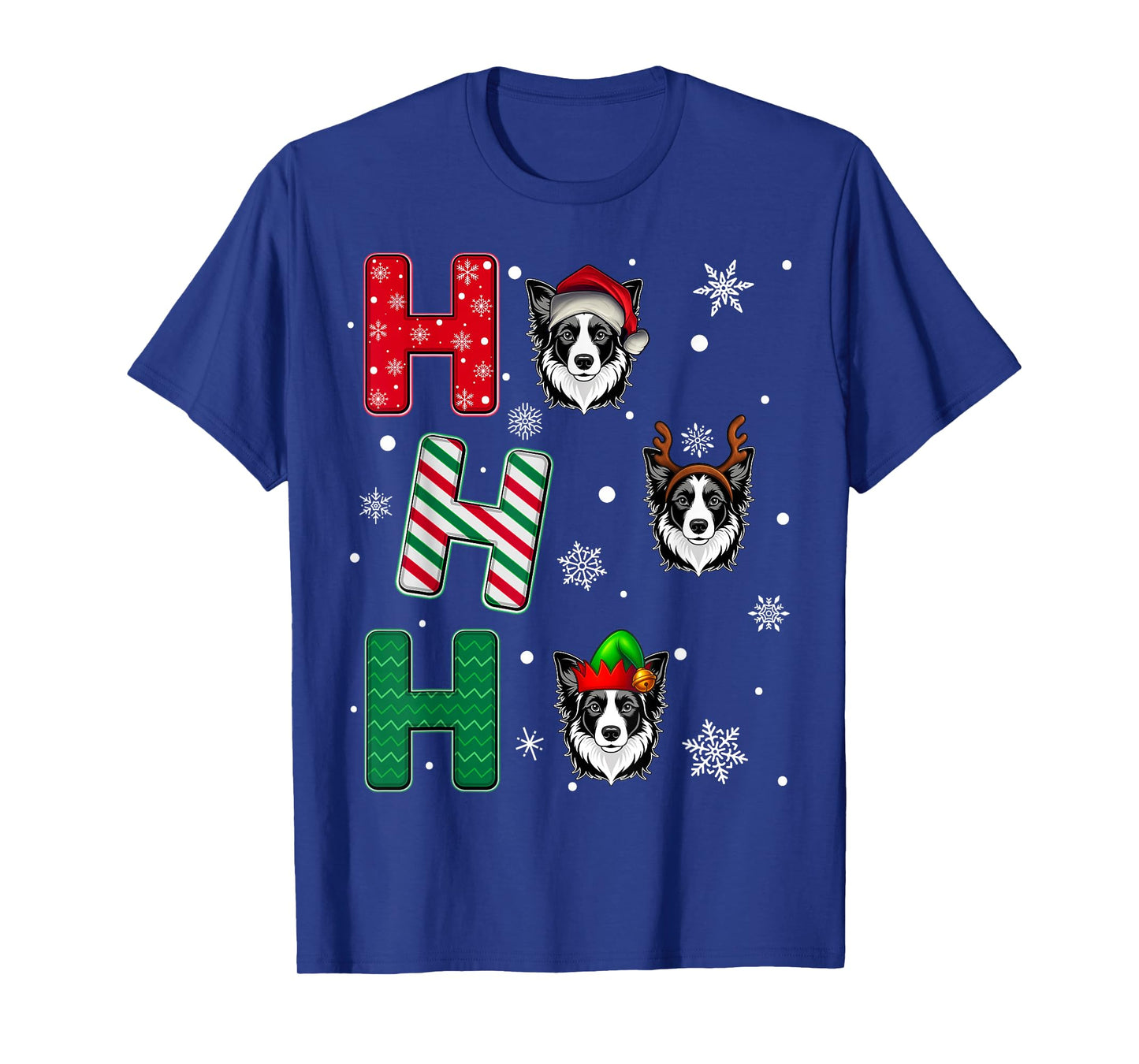 Ho Ho Ho Border Collie Dog Lover Christmas Santa Elf Xmas T-Shirt