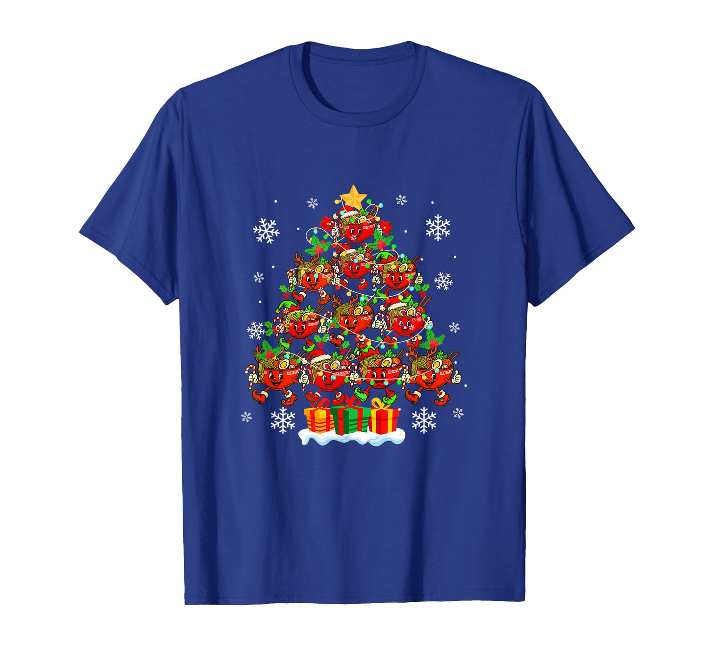 Santa Elf Reindeer Ramen Bowls Xmas Tree Japanese Food Lover T-Shirt
