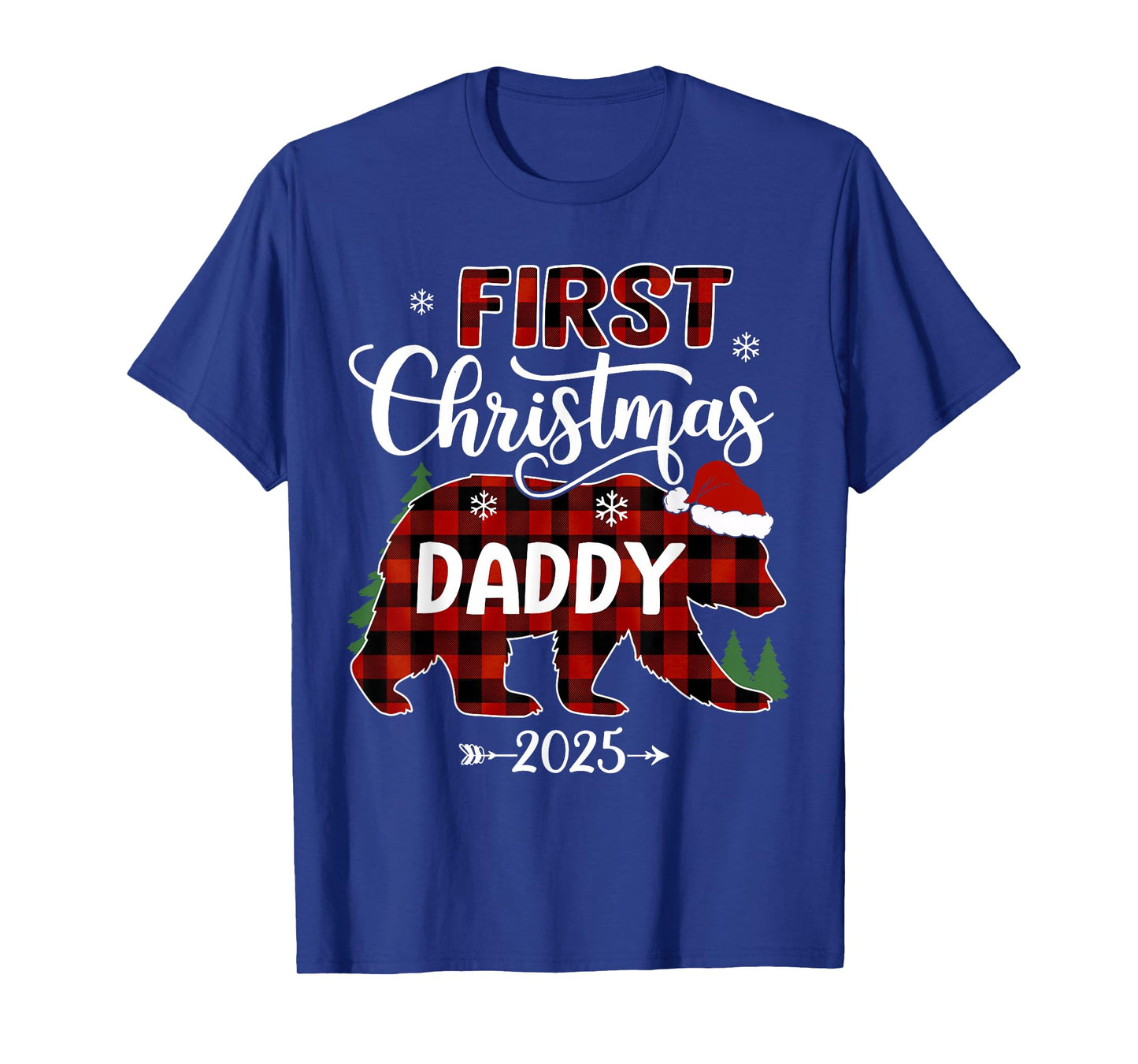 Pregnancy First Christmas Daddy Red Plaid Bear Santa 2025 T-Shirt