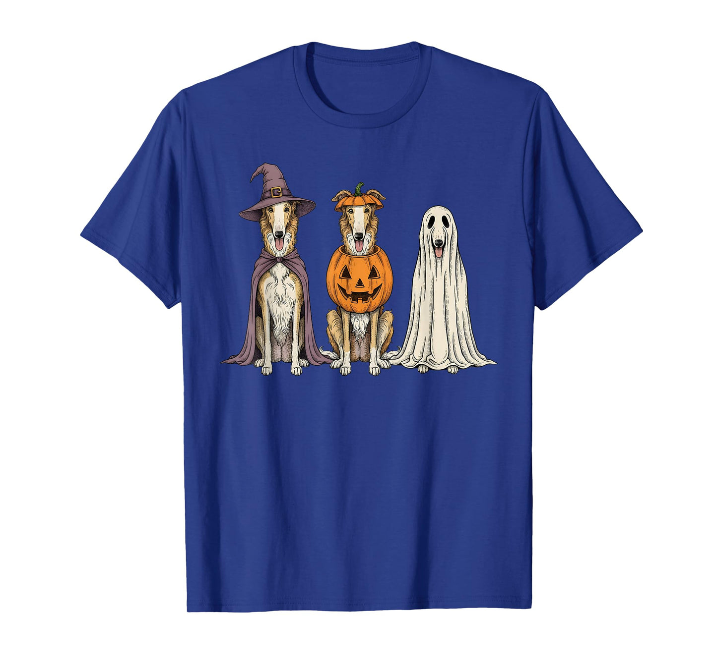 Spooky Ghost Borzoi Pumpkin Halloween Dog Lover T-Shirt