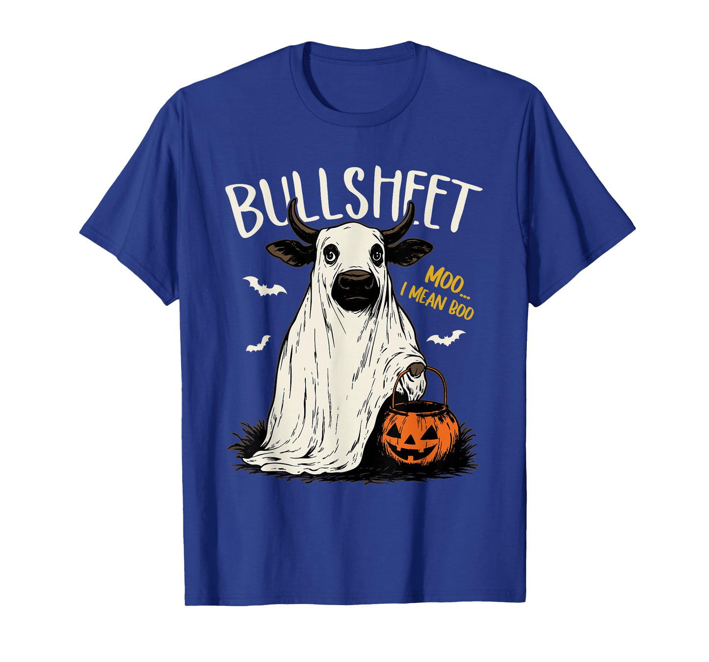 Bullsheet Moo I Mean Boo Scottish Highland Cow Halloween T-Shirt