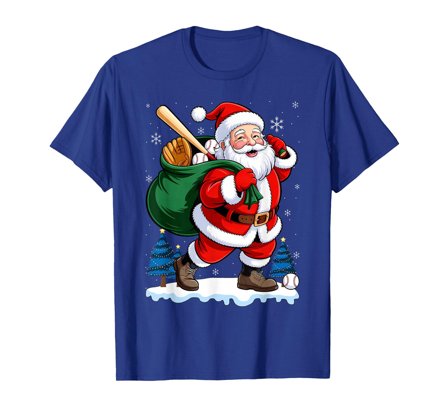 Baseball Sport Fan Santa Claus Funny Christmas Holiday T-Shirt