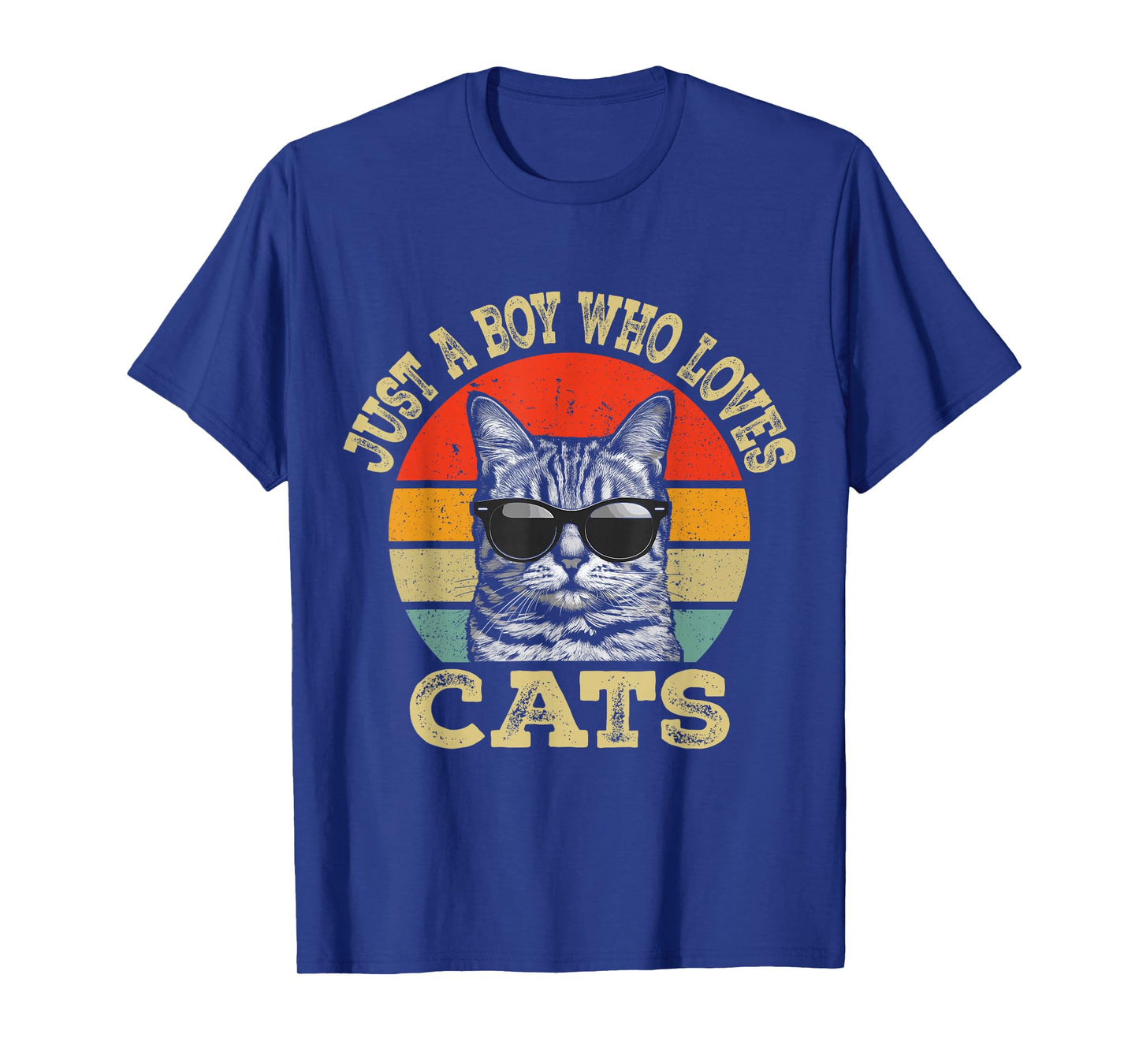 Vintage Just A Boy Who Loves Cats Boy Kid Cat Lover For Boys T-Shirt