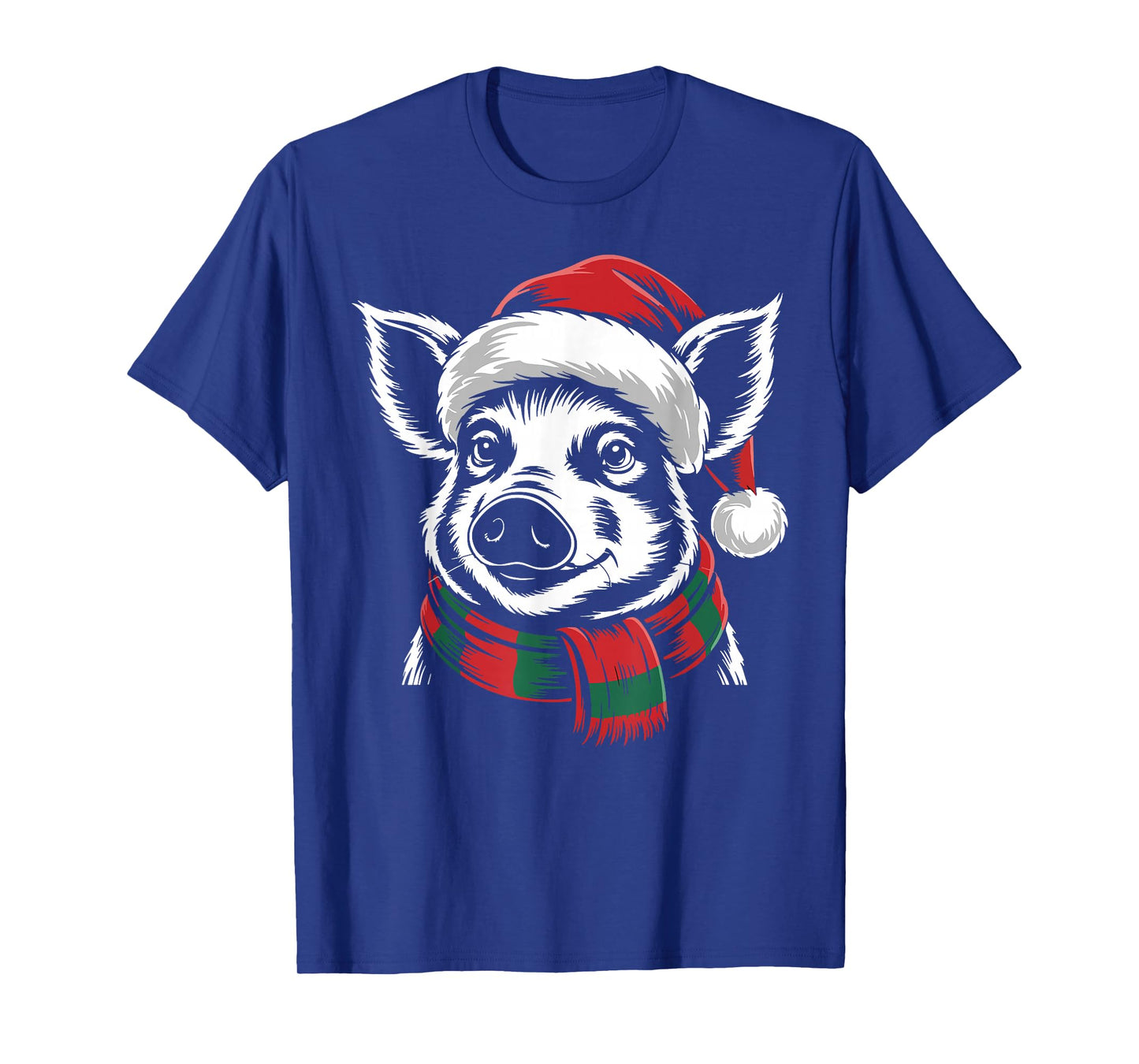 Pig Xmas Santa Hat Scarf Christmas Costume T-Shirt