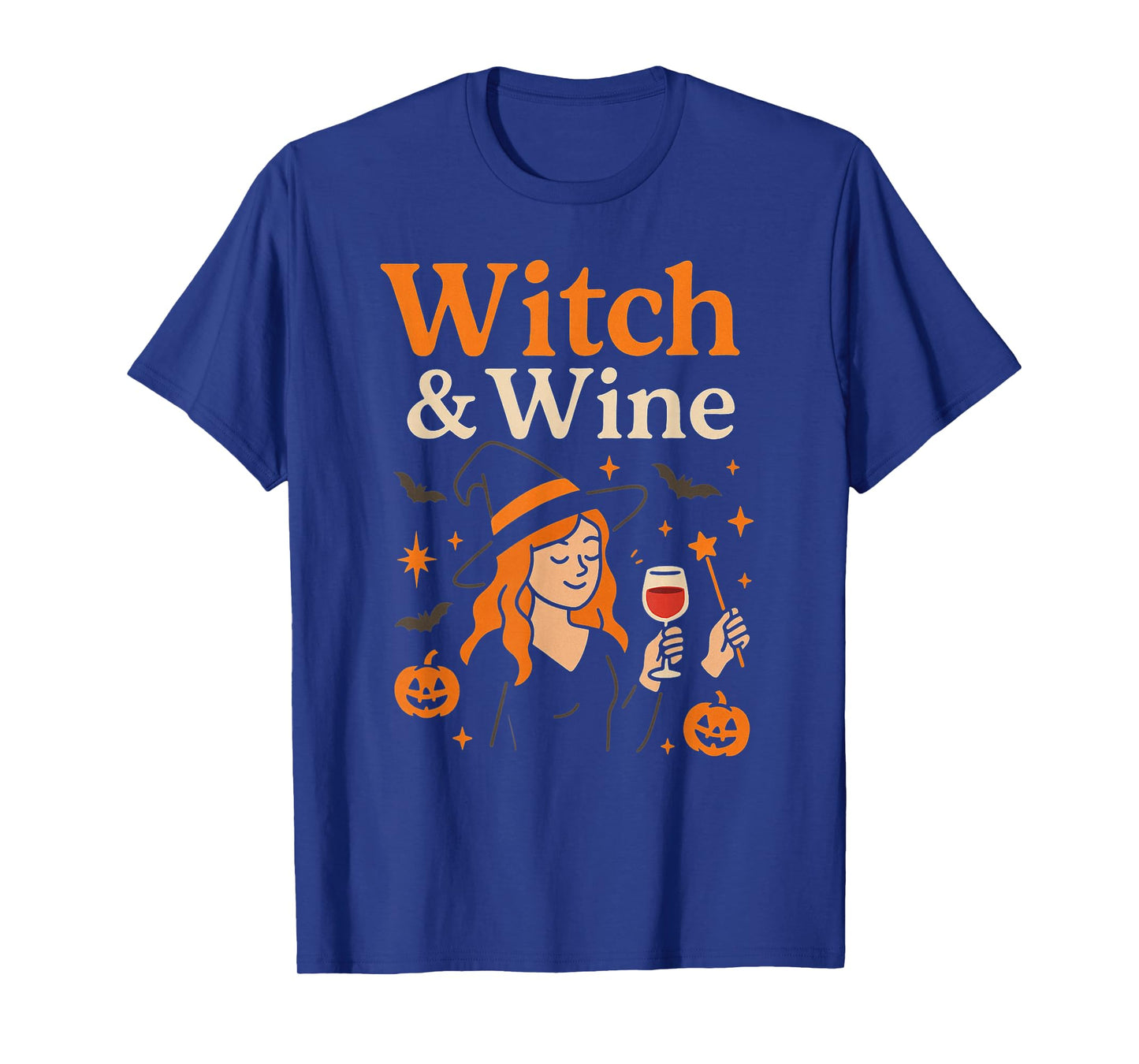 Witch & Wine – Funny Halloween Witch Drinking Wine Design T-Shirt