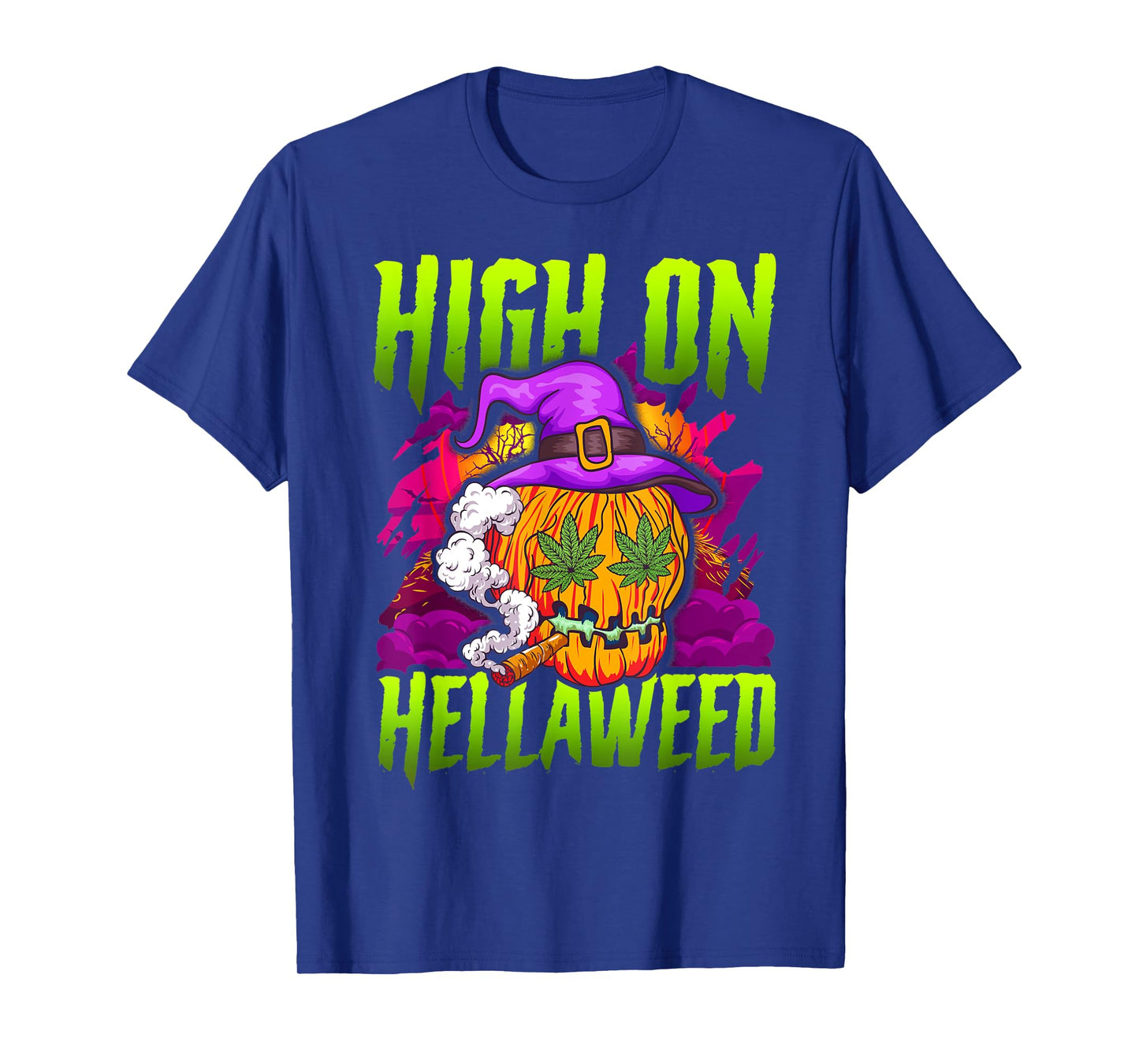 Halloween Pumpkin Stoner T-Shirt Weed Joint Smoking T-Shirt