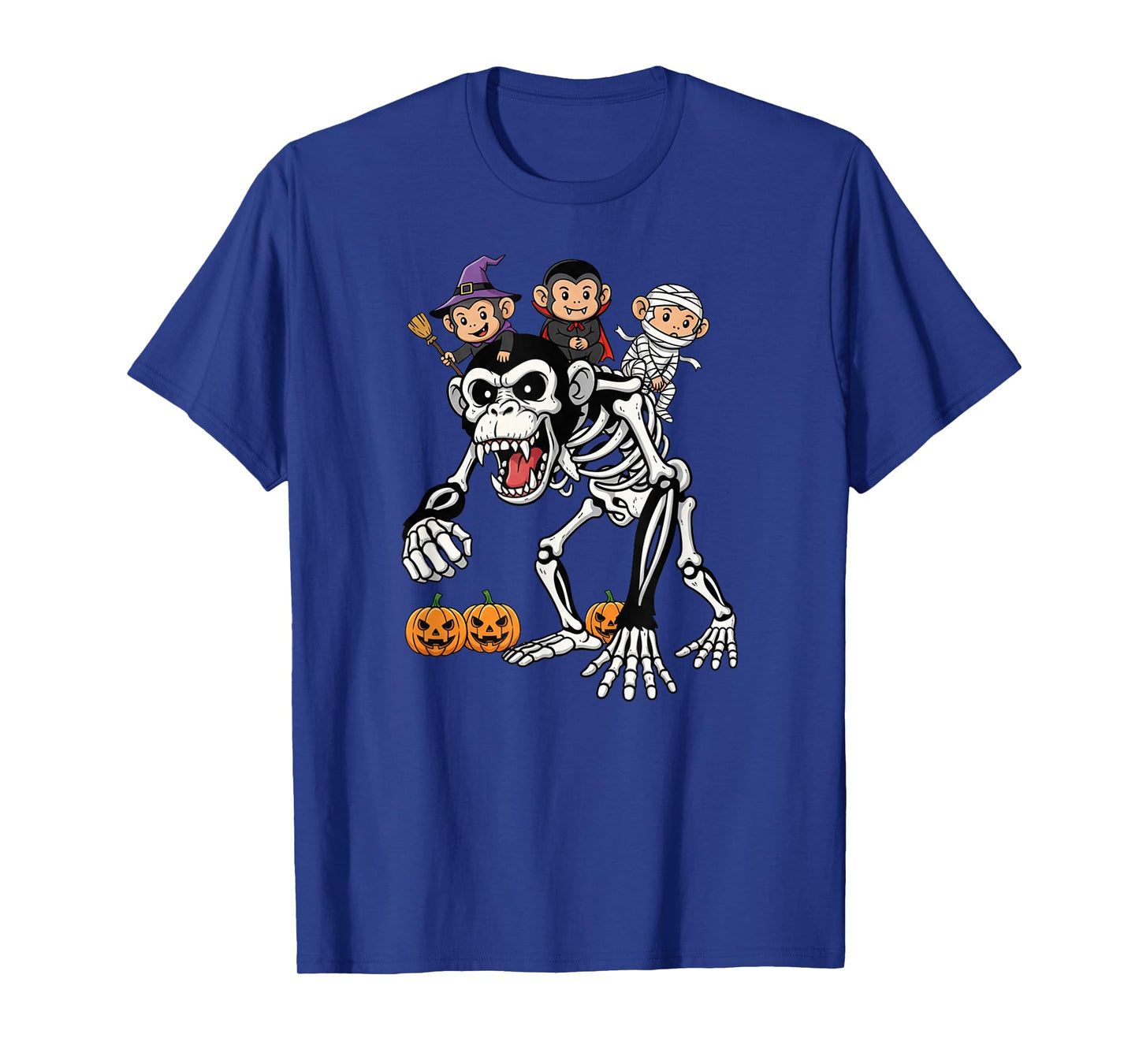 Funny Monkey Skeleton Mummy Witch Halloween Kids Mens Womens T-Shirt
