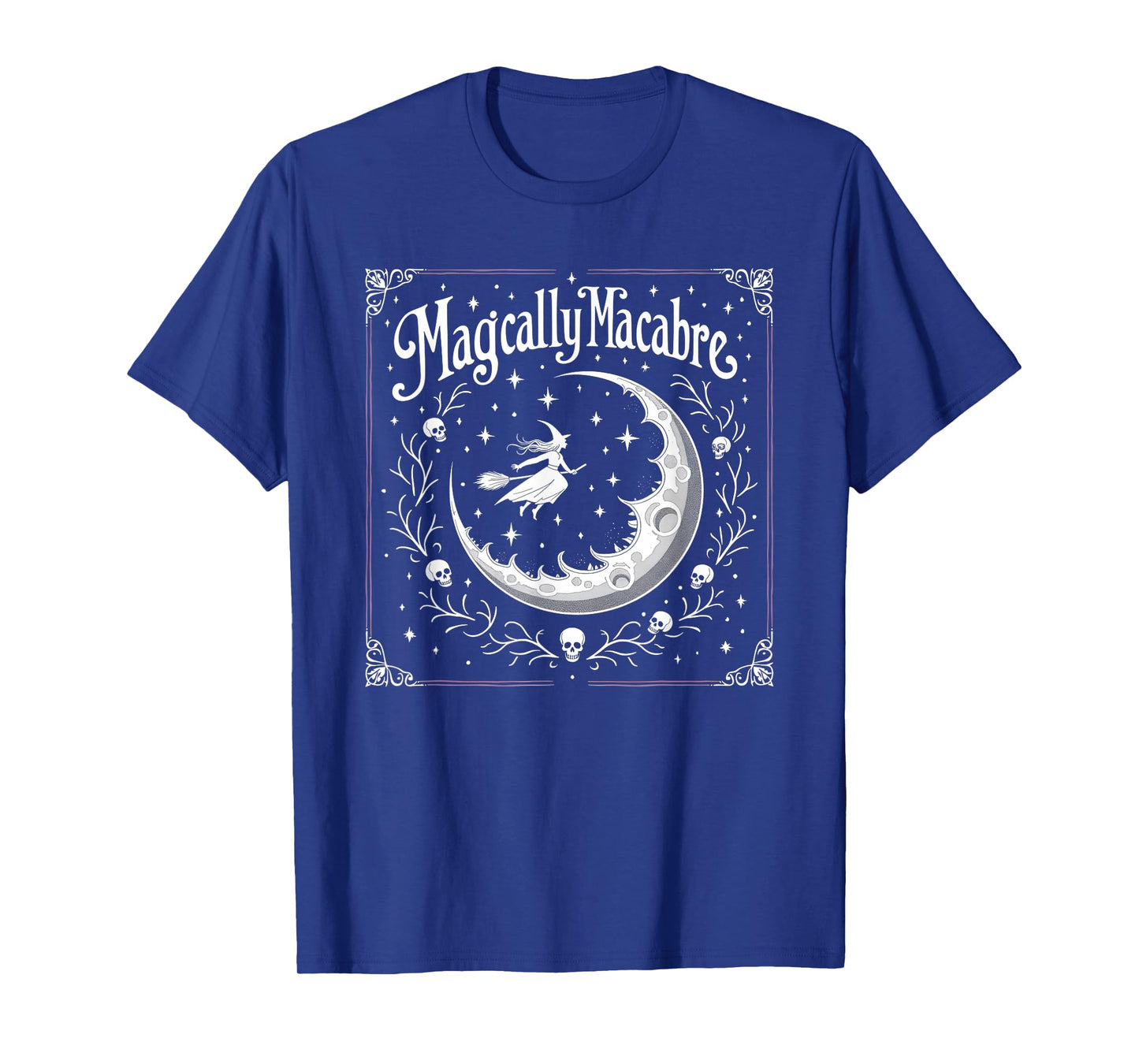 Halloween Magically Macabre Witch Moon Skull Stars T-Shirt