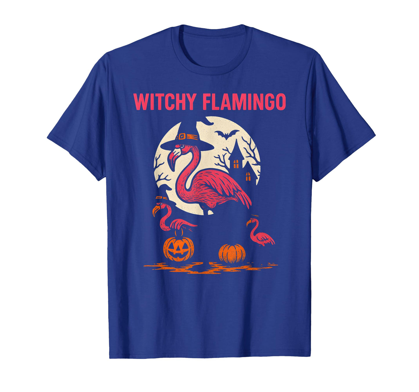 Flamingo Witchy Flamingo Fun Womens Spooky Pink T-Shirt