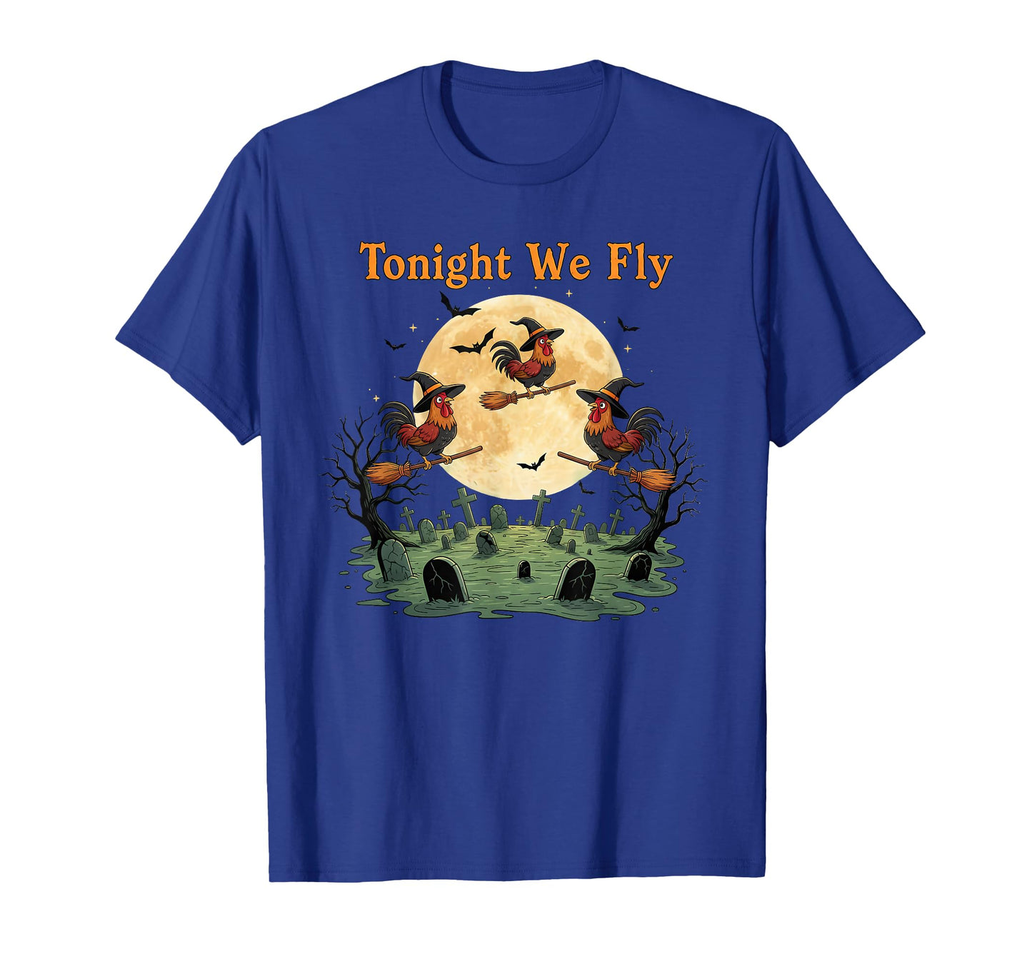 Funny Chicken Halloween Tonight We Fly Farm T-Shirt