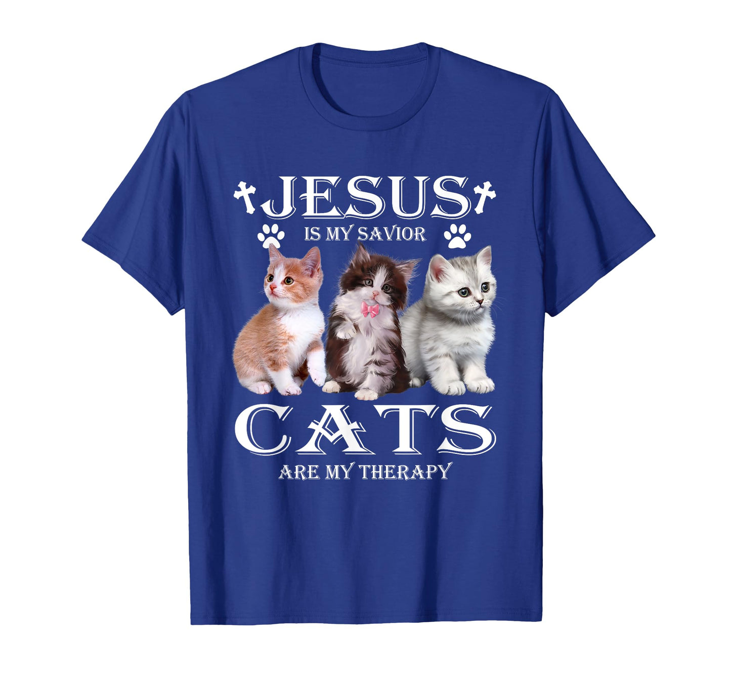 Jesus is My Savior Cats Are My Therapy Christians Cat Lover T-Shirt