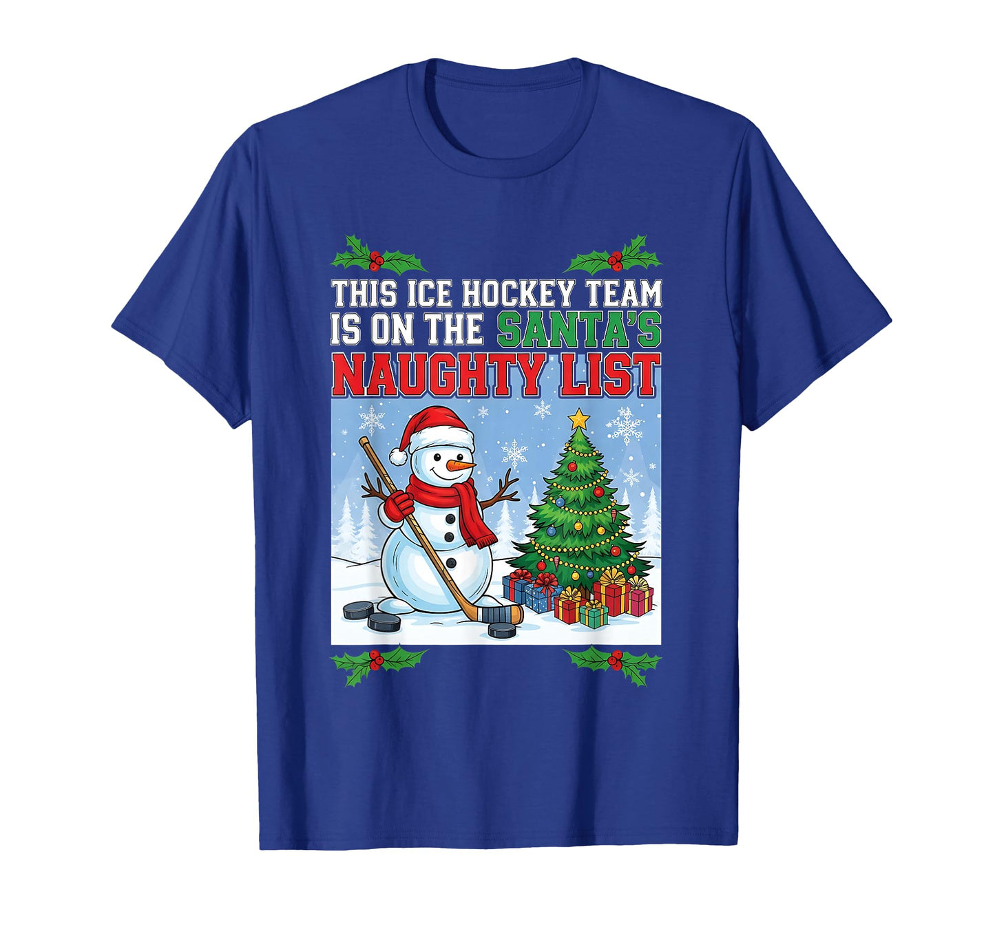 Team Trending Ice Hockey Santa’s Naughty List Christmas T-Shirt