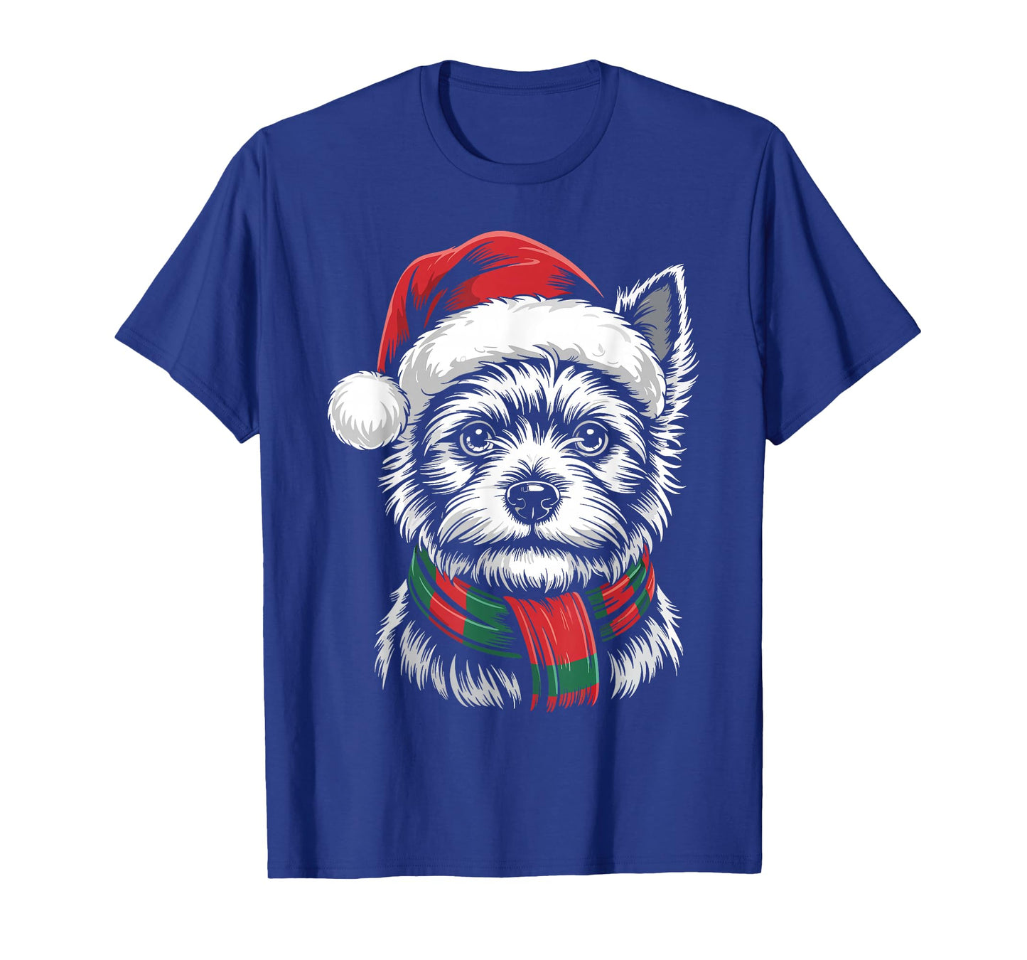Cairn Terrier Dog Xmas Santa Hat Scarf Christmas Costume T-Shirt