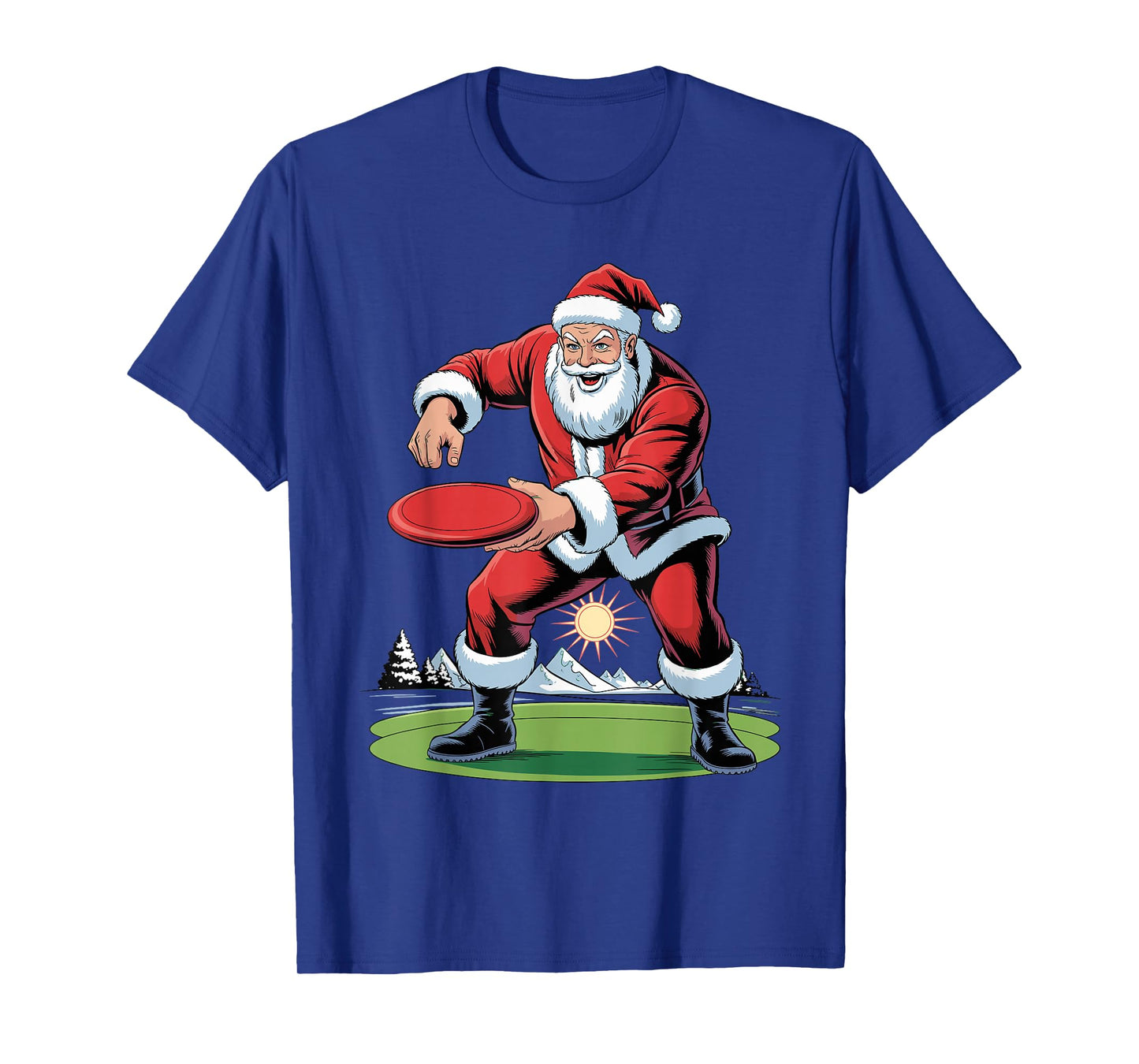Santa Playing Disc Golf Funny Holiday Christmas Xmas Pajama T-Shirt