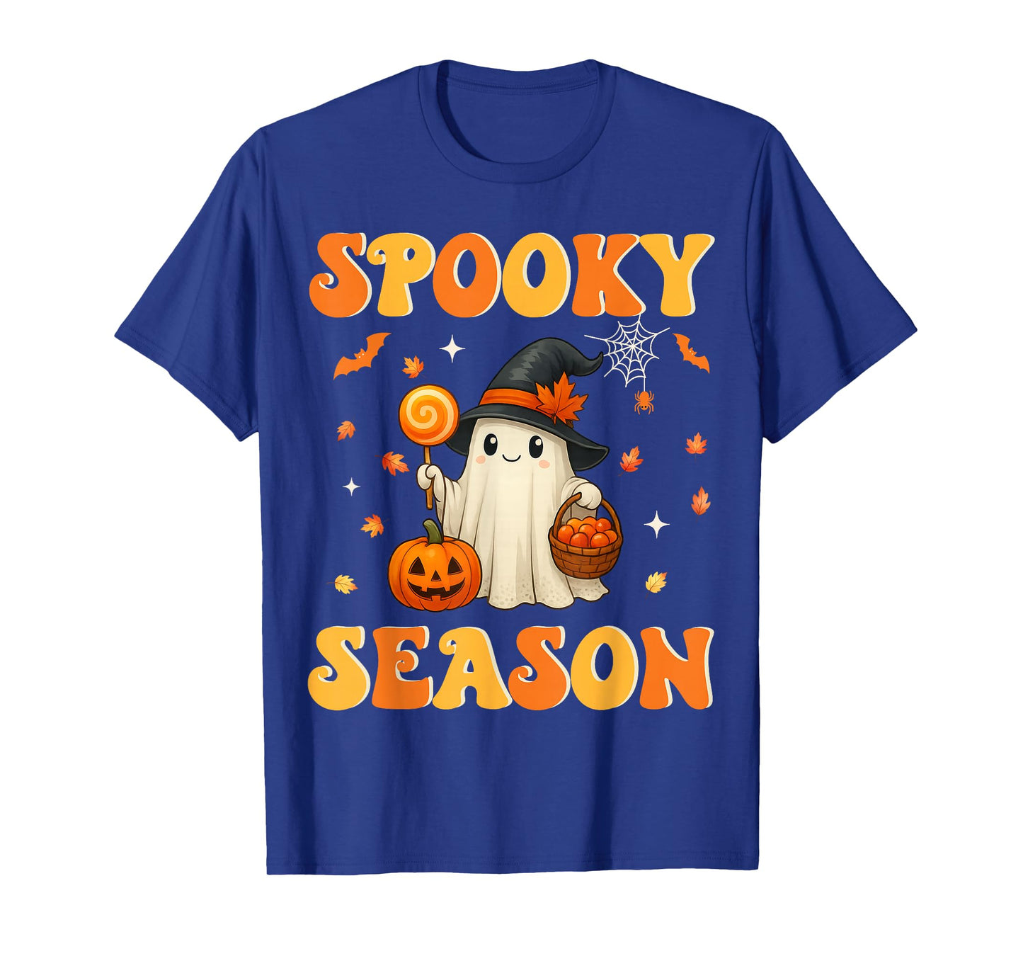 Spooky Season Retro Happy Halloween Ghost Women Girl T-Shirt