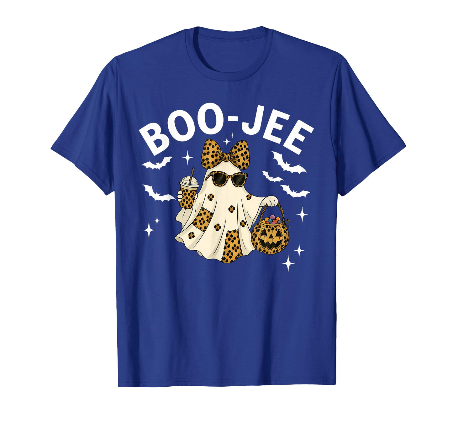 Coquette Leopard Ghost Coffee Boo-JEE Halloween Boujee T-Shirt