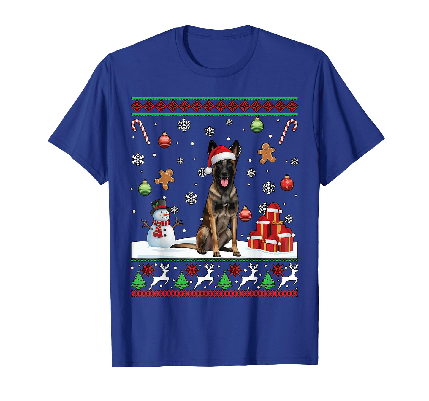 Belgian Malinois Santa Happy Christmas Funny Ugly Christmas T-Shirt