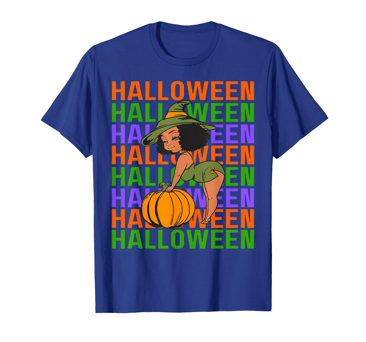 Funny Melanin Halloween Black Girl Magic Scary Witch Costume T-Shirt