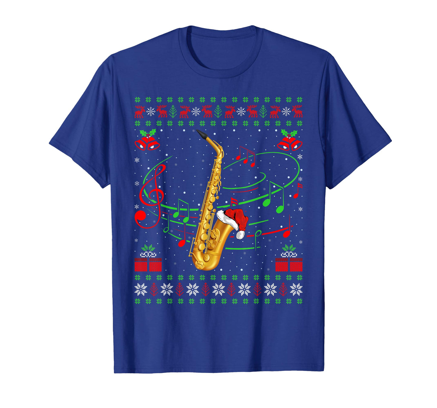 Saxophonist Xmas Ugly Sweater Jazz Music Saxophone Christmas T-Shirt