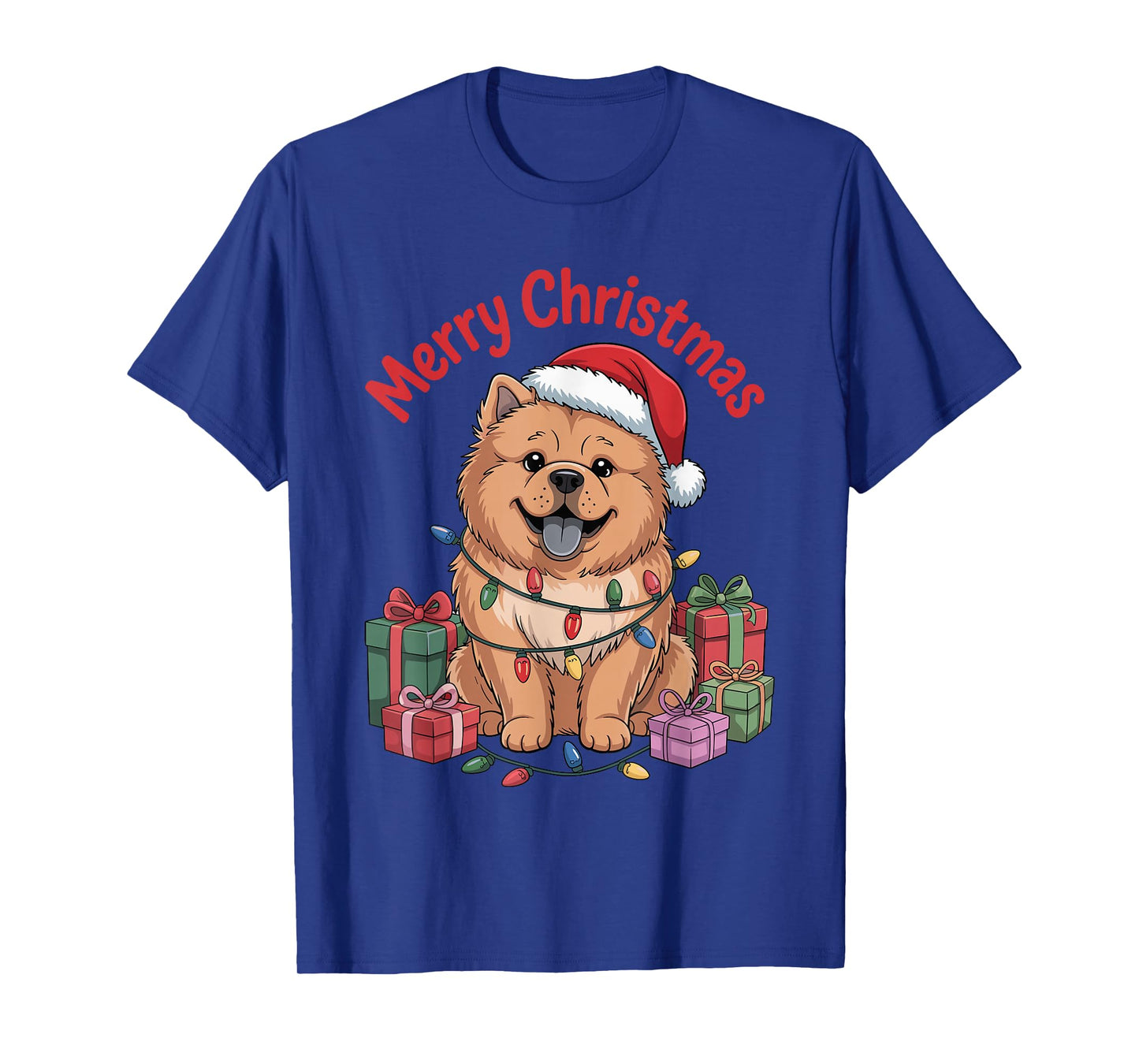 Cute Chow Chow Santa Hat Christmas Xmas Dog Lovers Holiday T-Shirt