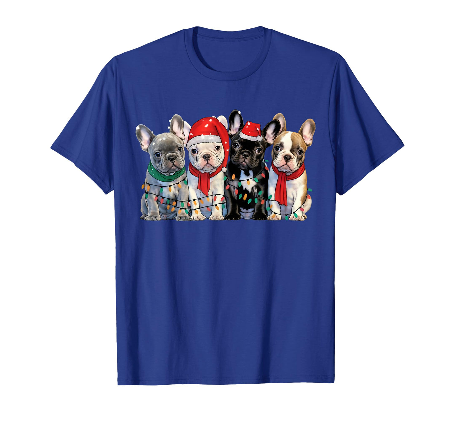 French Bulldog Christmas Lights Xmas Dog Men Women Kids T-Shirt